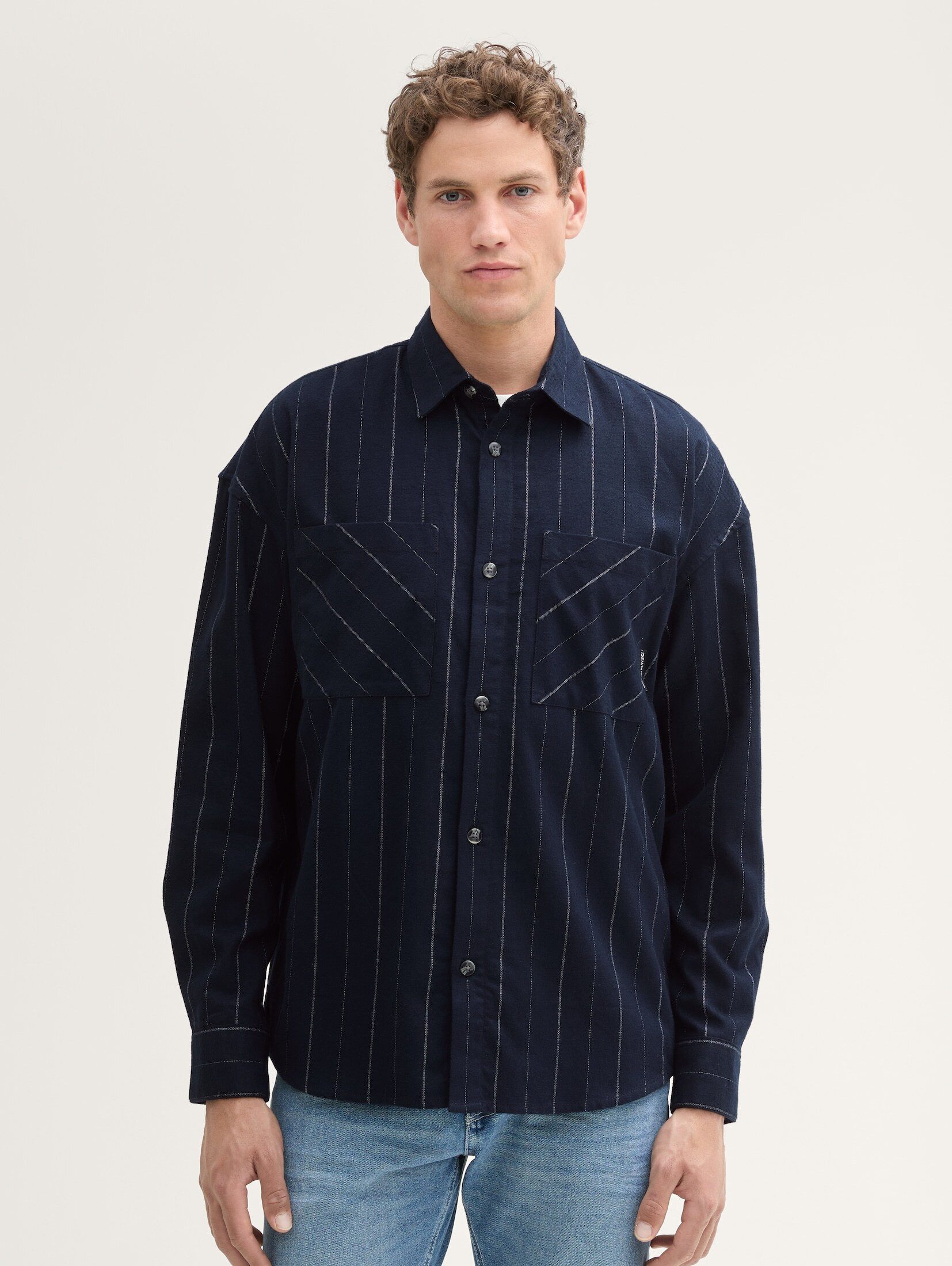 Langarmhemd Gestreiftes Oversized Hemd