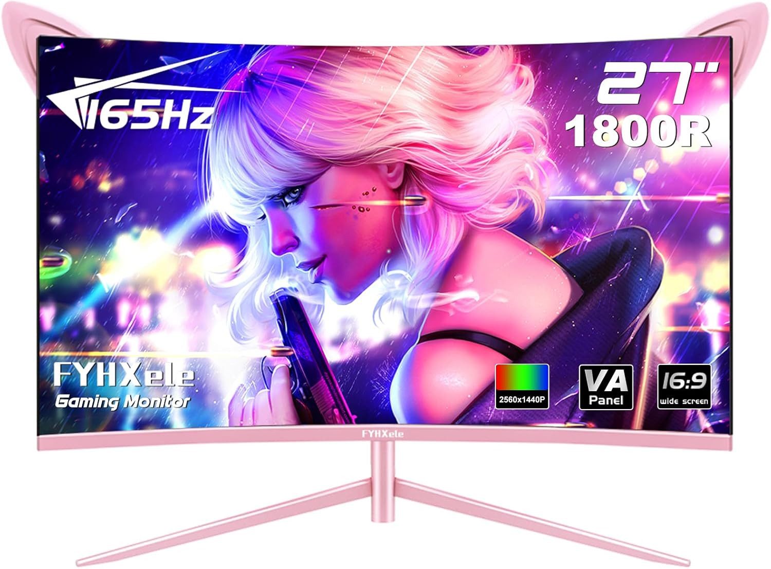 FYHXele FY27QHP Curved-Gaming-Monitor (70 cm/27 ", 2560 x 1440 px, QHD, 1 ms Reaktionszeit, 165 Hz, VA LCD, 1ms (G/G), DP1.2, HDMI2.0, 1800R)