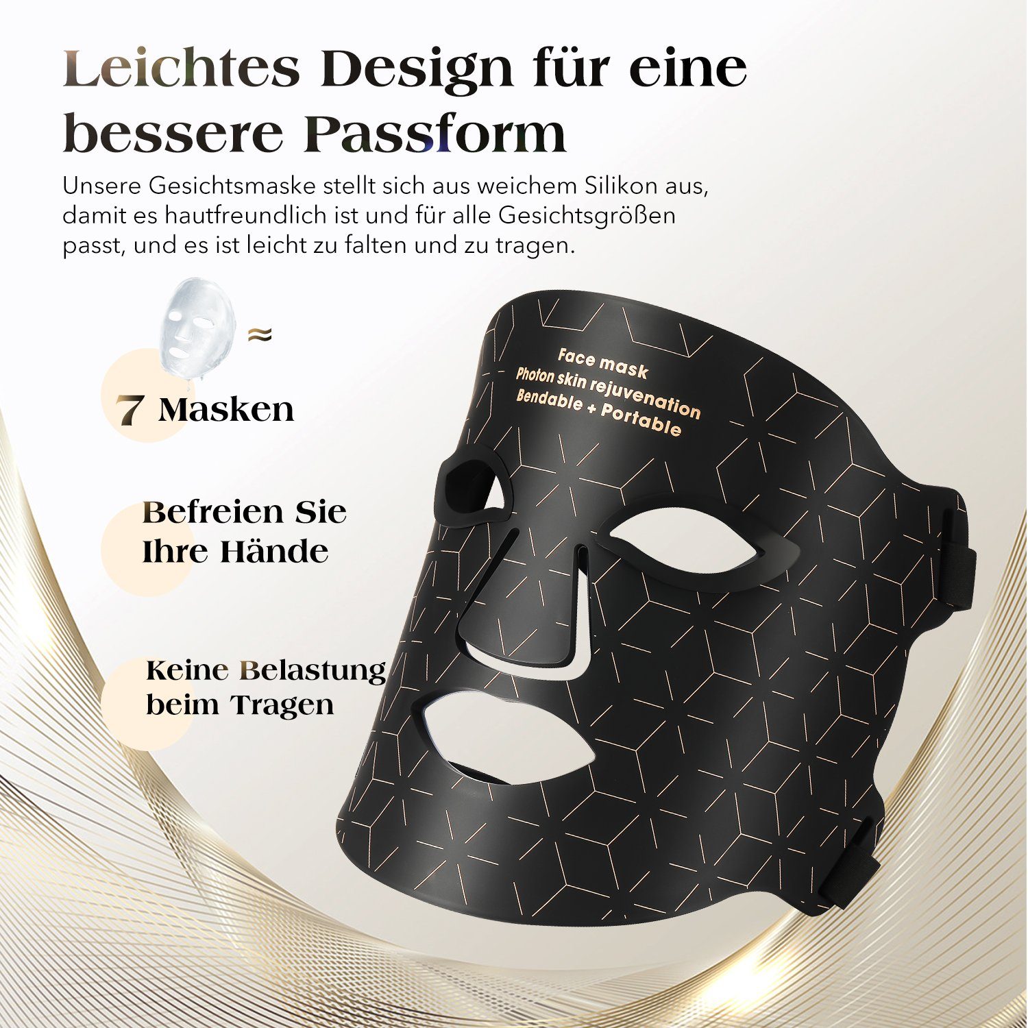 Akne oyajia Gesicht LED Falten 4 Hautverjüngung Gesichtsmasken Kosmetikbehandlungsgerät Anti Anti Lichttherapie,Photonen-Hautverjüngung für Anti-Aging Farben maske,