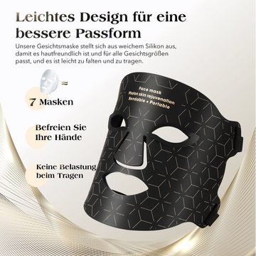 iscooter Kosmetikbehandlungsgerät LED-Gesichtsmasken-Lichttherapie, 3-Farben-LED mit Nahinfrarotlicht, Led Maske für Gesicht, für alle Hauttypen, zu Hause, für Anti-aging