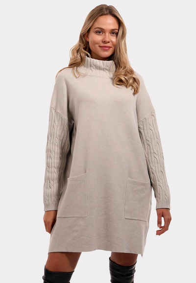 YC Fashion & Style Strickkleid Allrounder Long Pullover mit Stehkragen Basic, Casual, Langarm, in Unifarbe, mit Rollkragen