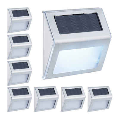 relaxdays LED Solarleuchte Solarlampen für die Wand, 8er Pack