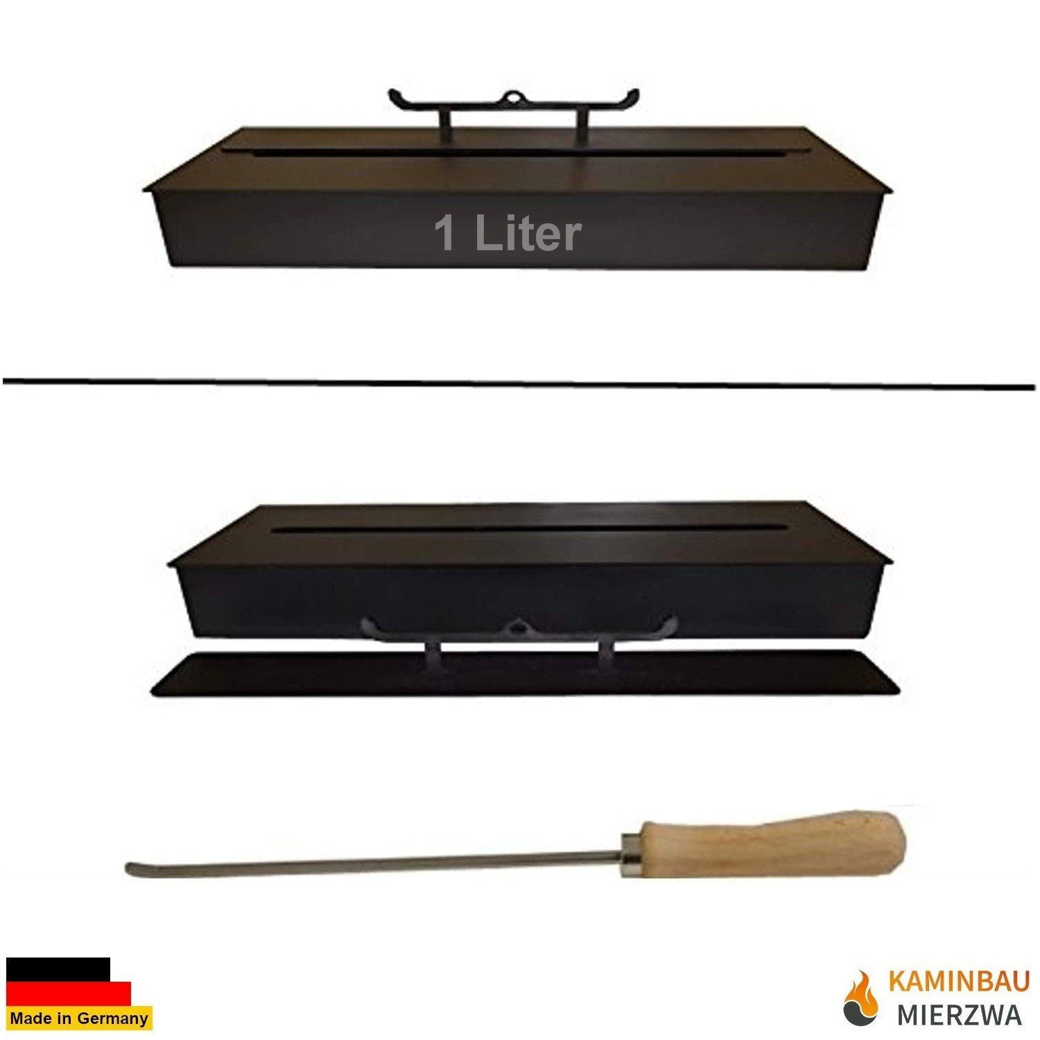 Kaminbau Mierzwa Echtfeuer-Dekokamin Brenngel & Bio-Ethanol Brenner Schwarz (Auswahl 1 bis 5 Liter Fassungsvermögen), Gelkamin, Ethanolkamin, Brennerbox, Lange Brenndauer