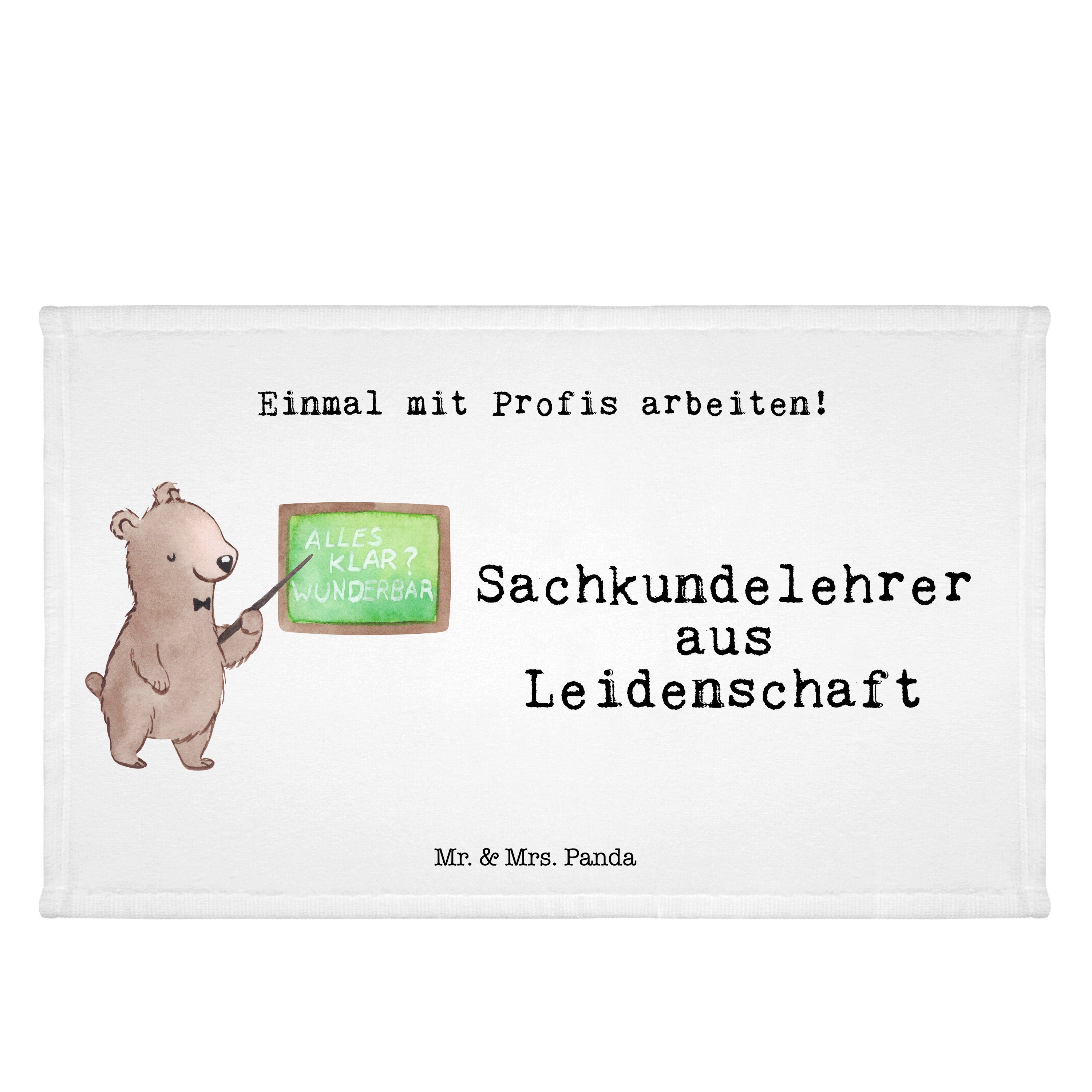 Mrs. Panda Rente, Leidenschaft aus & - Sachkundelehrer Handtuch Schule, Weiß (1-St) Fr, Mr. - Geschenk,