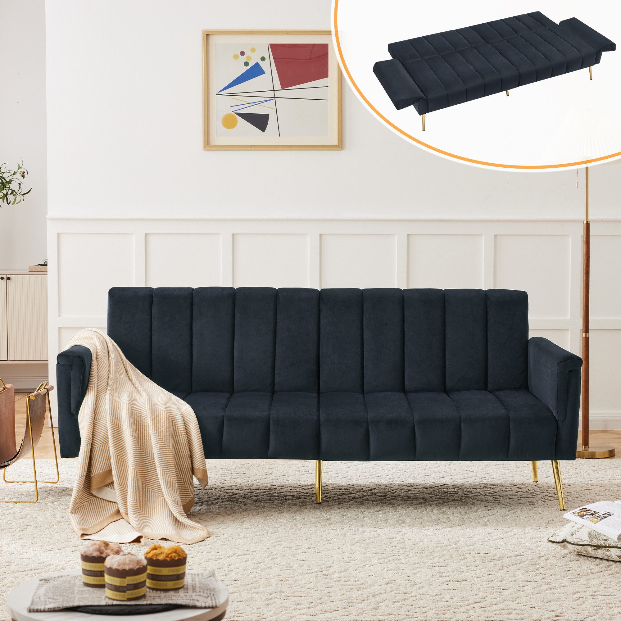 Merax Schlafsofa, mit Bettfunktion,Bettsofa,Klappsofa,Gästebett günstig online kaufen