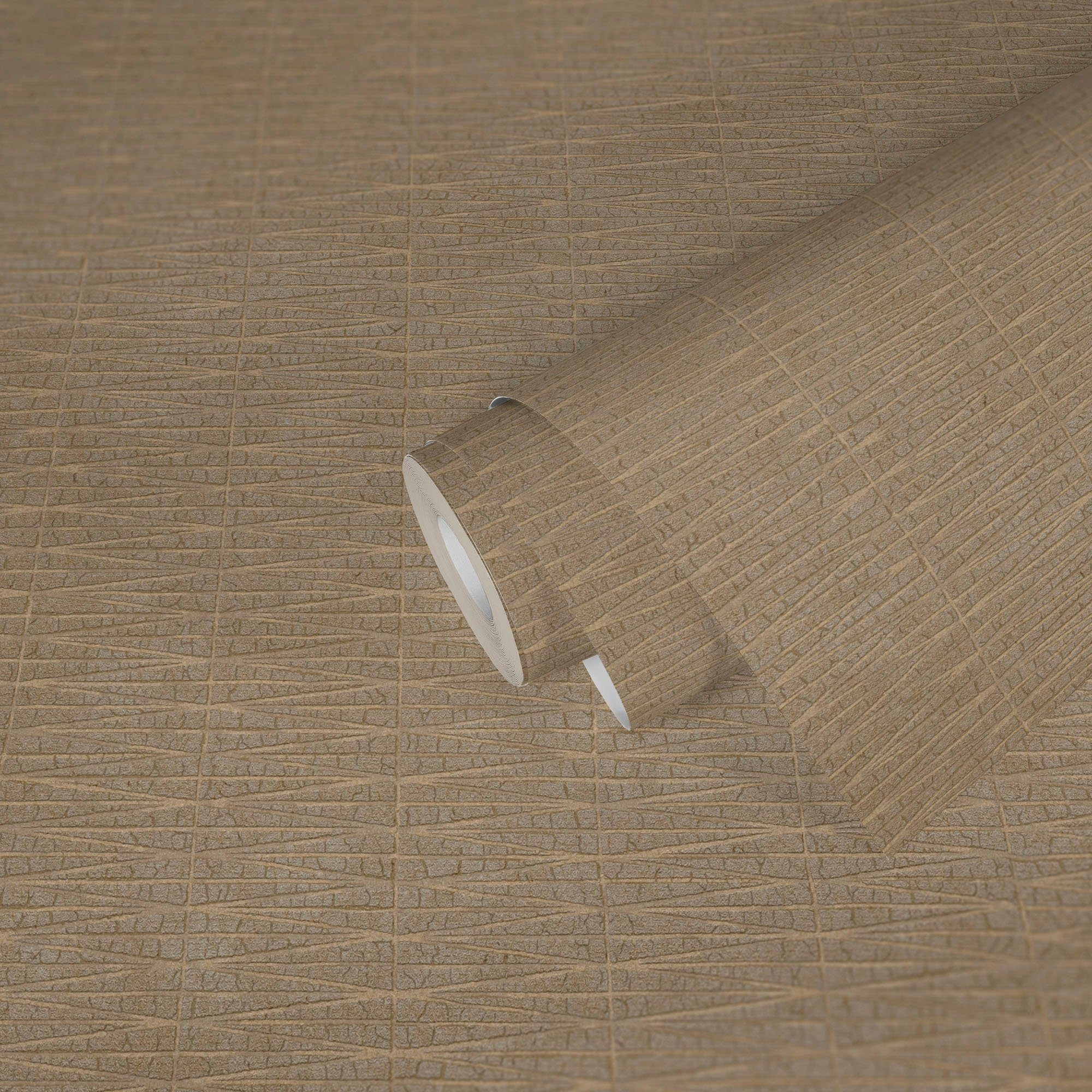 A.S. Création Vliestapete Hygge, strukturiert, glänzend, Strukturmuster, Flechtoptik, Metallic Tapete Struktur Tapeten Wohnzimmer Schlafzimmer Küche Design