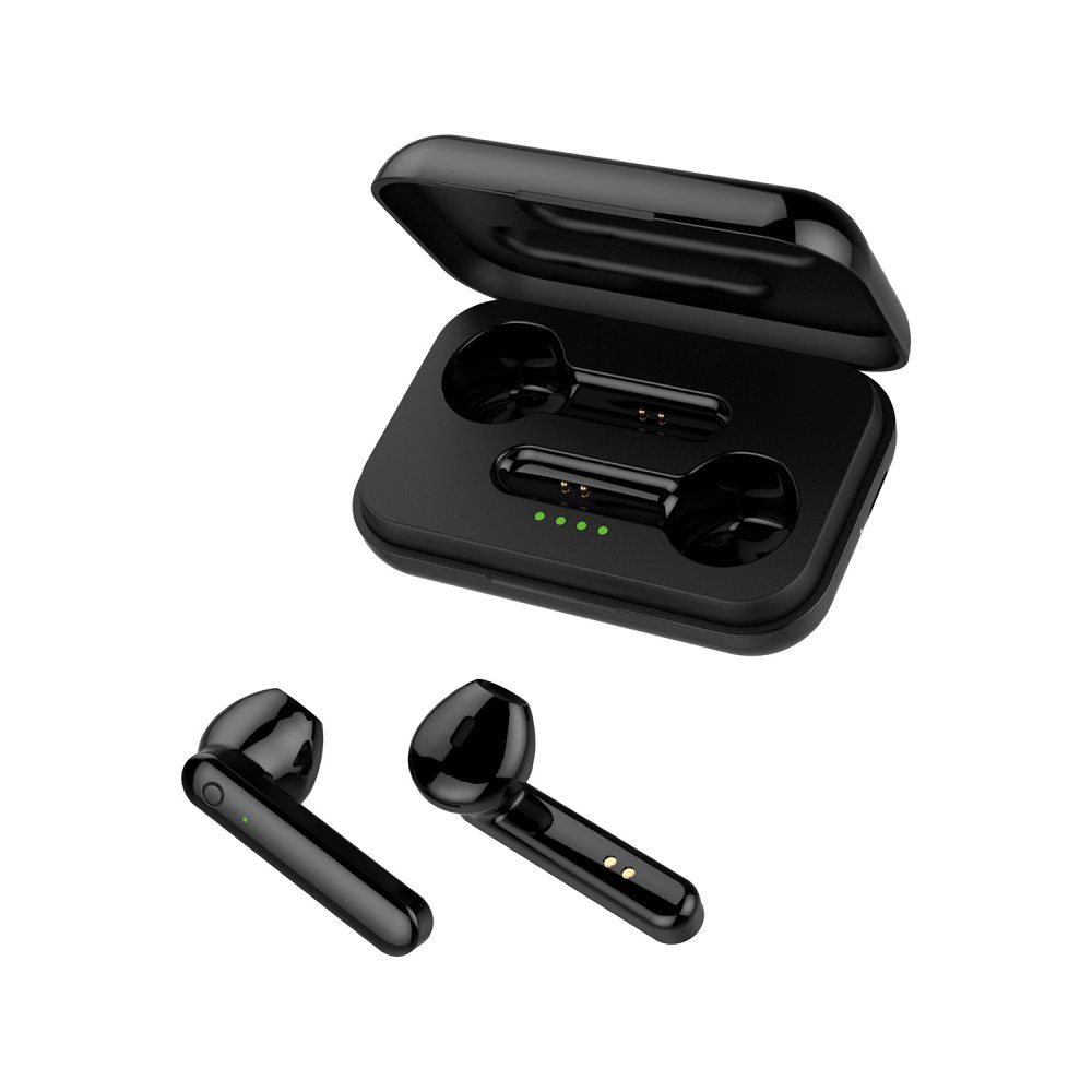 Forever Wireless In-Ear Kopfhörer In-Ear Headset mit aufladbarem Case wireless In-Ear-Kopfhörer Schwarz