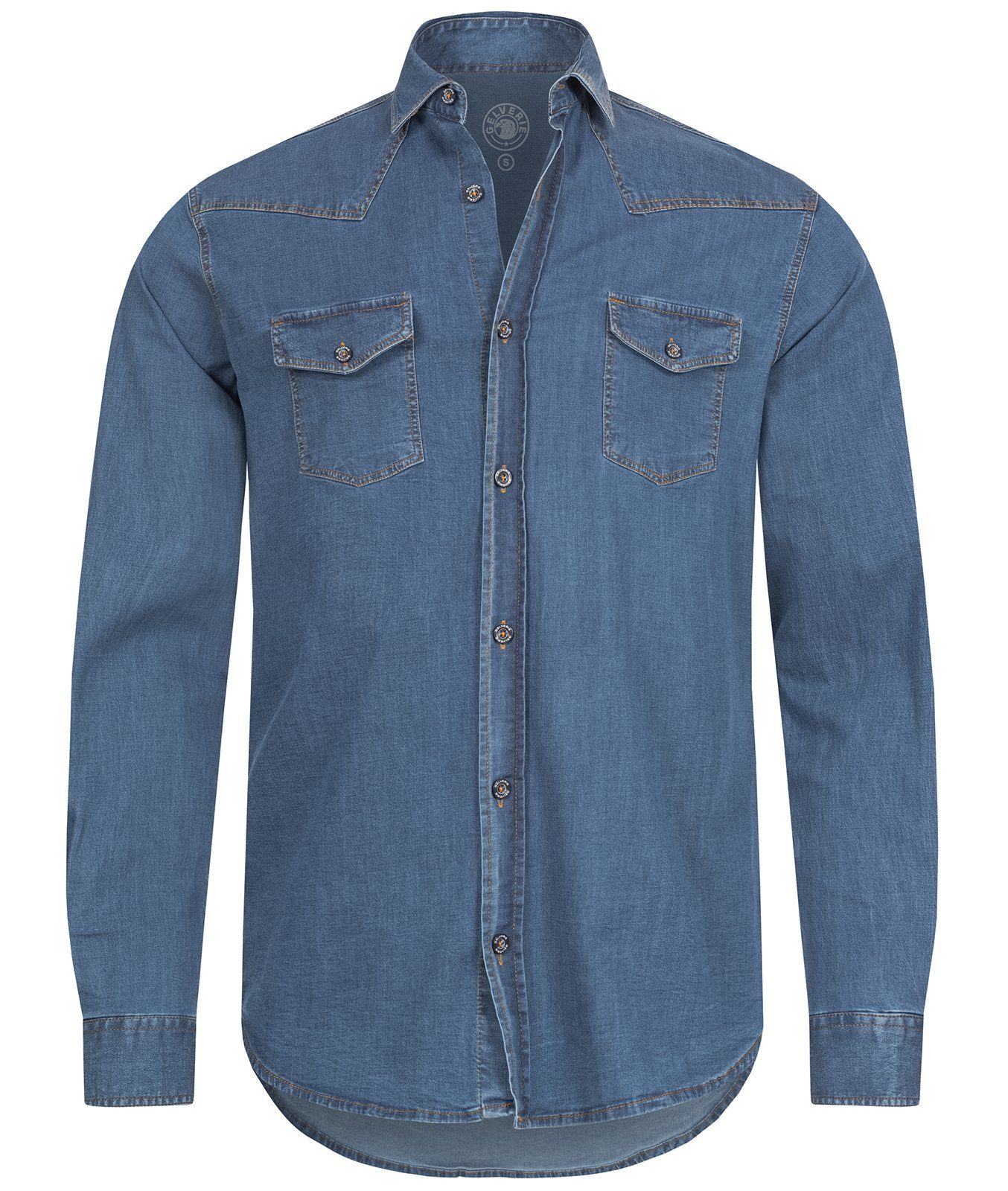 Gelverie Jeanshemd Herren Jeanshemd Hellblau GH-104