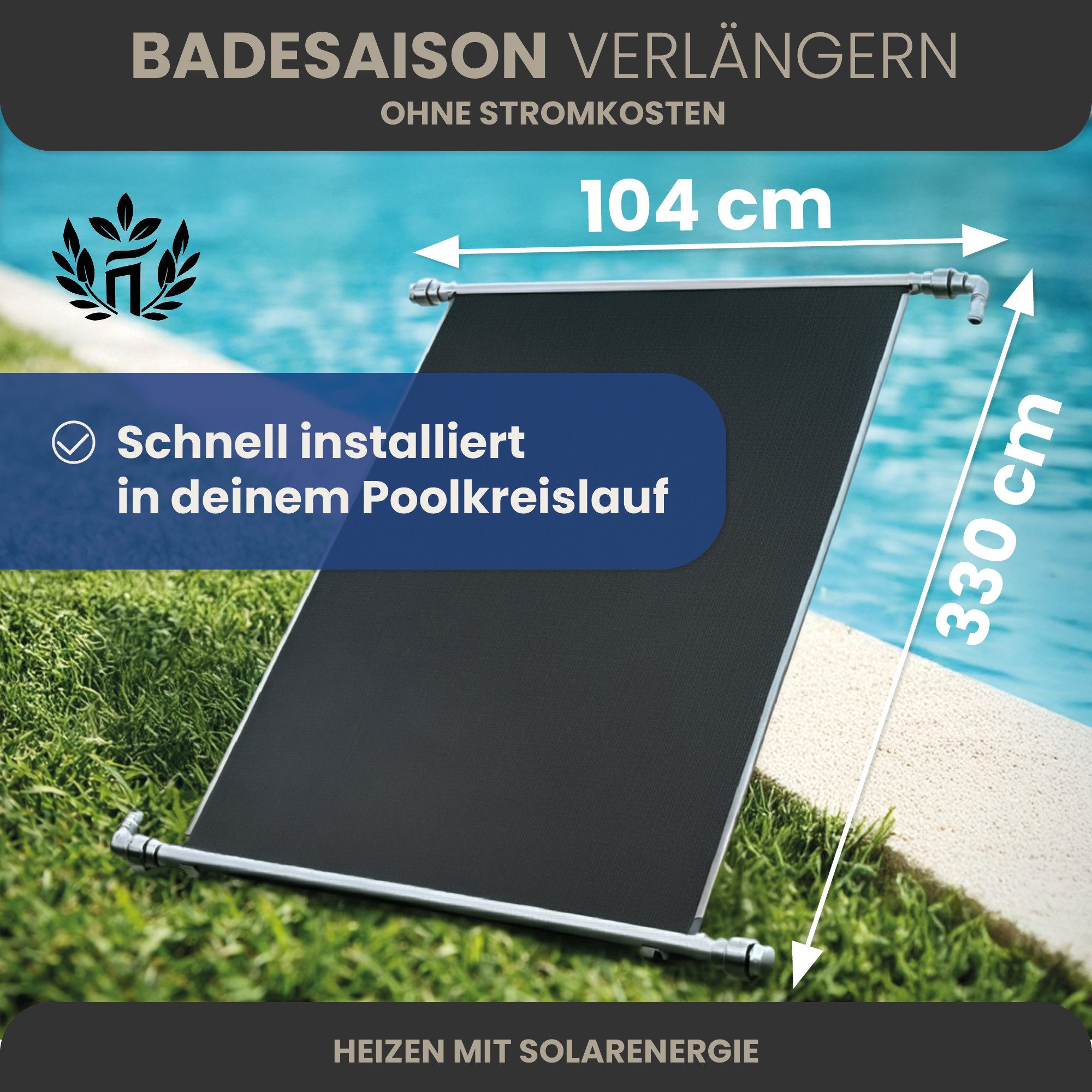 HAF Pool-Solarkollektor 1x Solarkollektor 300x60cm Poolheizung Solarheizung bis 10m³ Heizung, (Sonnenenergie für Ihren Gartenpool, Zur Verlängerung Ihrer Poolsaison), Ideal für Schwimmbad & Aufstellpool