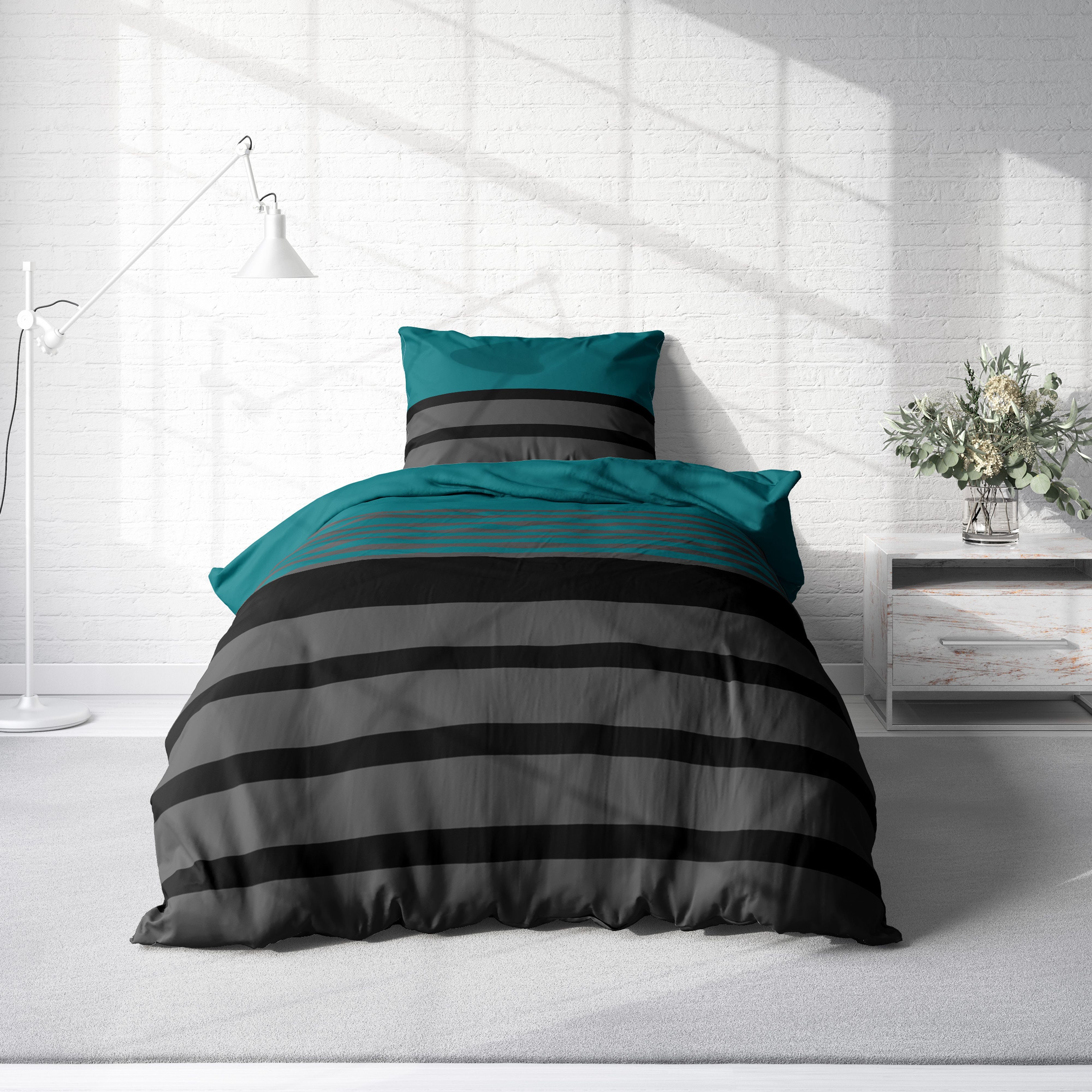 One Home Bettwäsche Winter Viga, Flanell, 4 teilig, modern gestreift, kusch günstig online kaufen