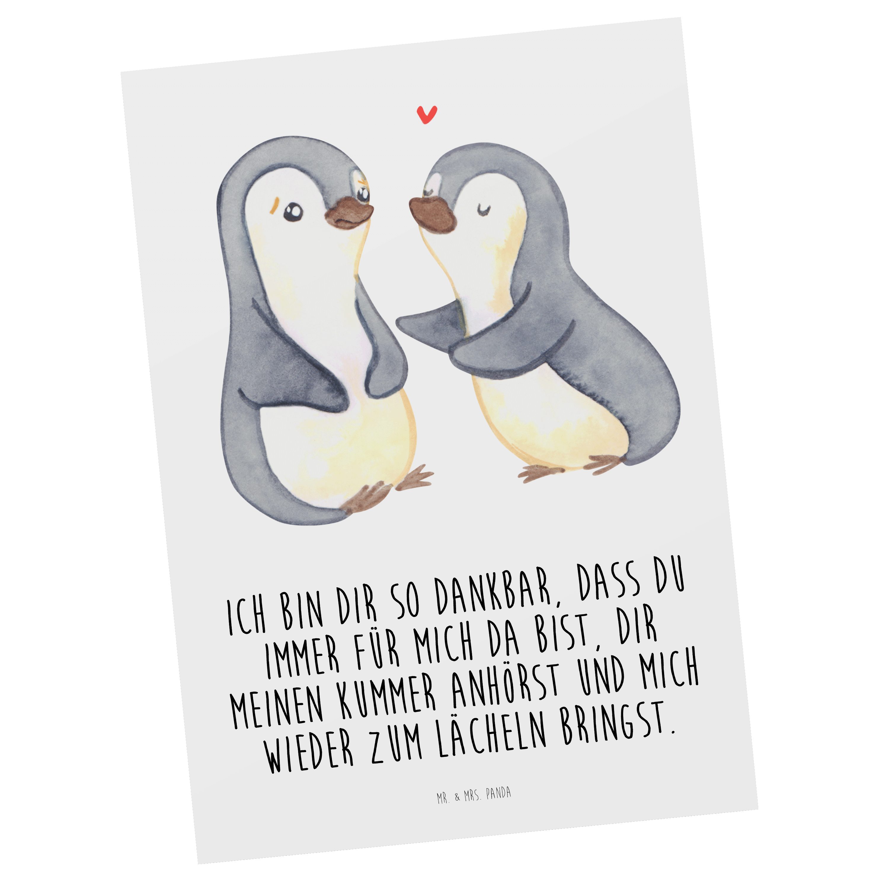 Mr. & Mrs. Panda Postkarte Pinguine trösten - Weiß - Geschenk, Einladungskarte, Geburtstagskarte