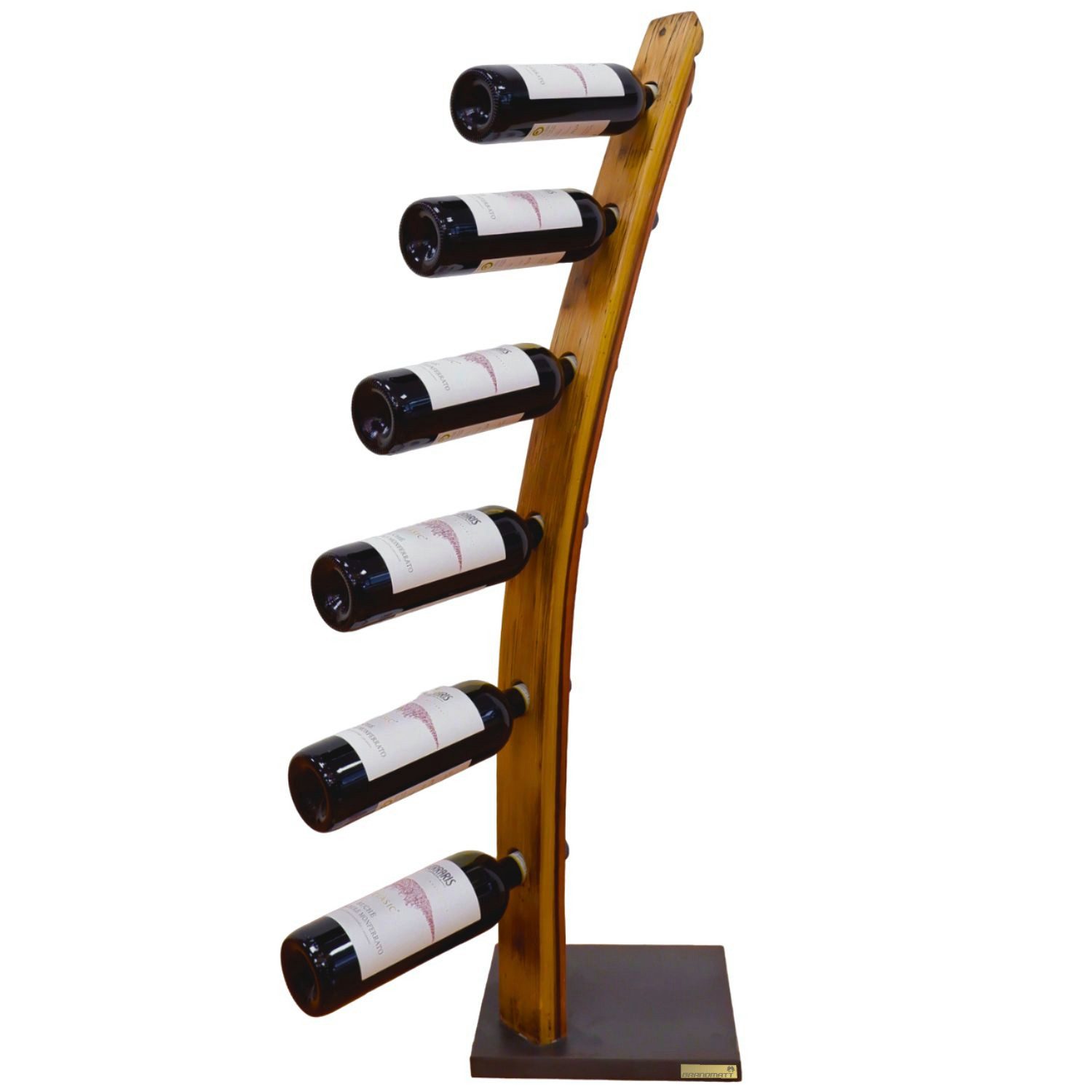 BRANDMATT® Weinregal Premium Weinständer für 6 Flaschen Handmade aus Fassdauben