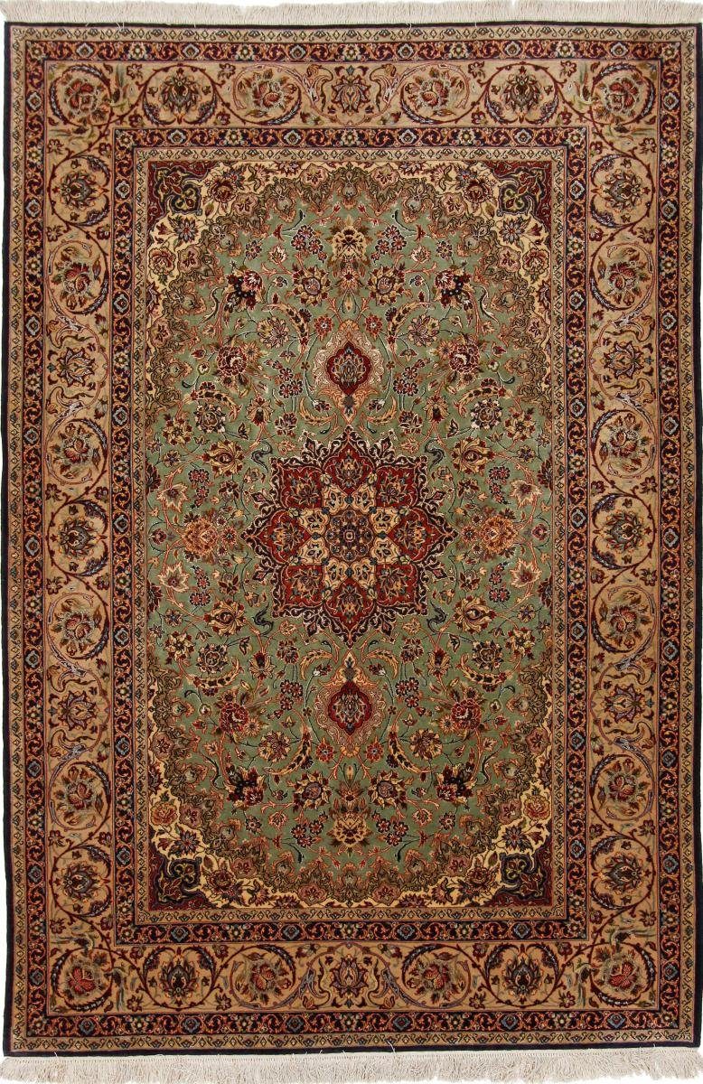 Orientteppich Isfahan Seidenkette 153x227 Handgeknüpfter Orientteppich, Nain Trading, rechteckig, Höhe: 6 mm