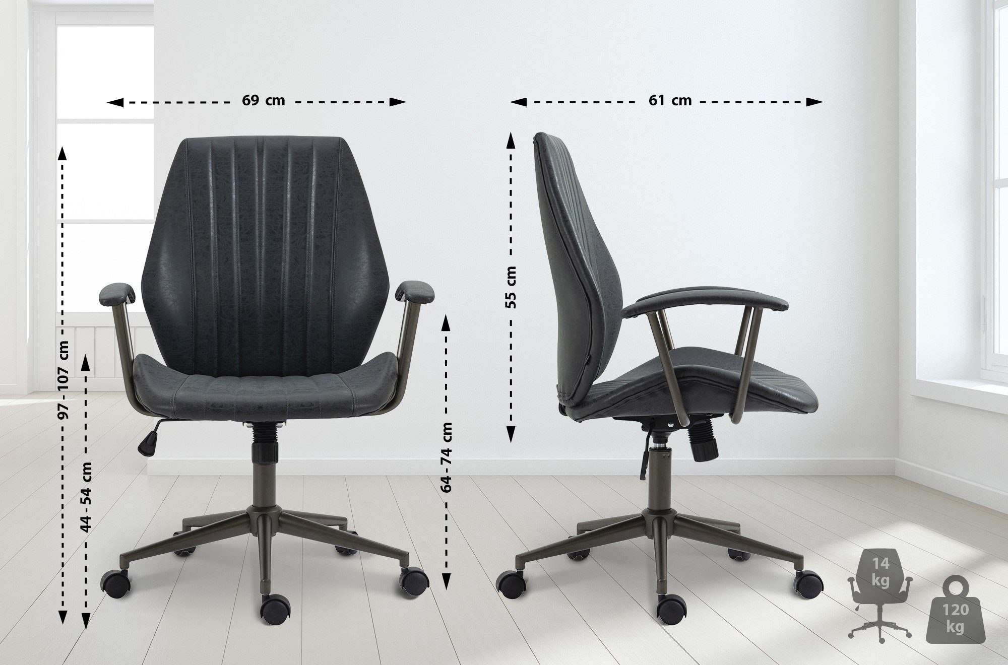 CLP Schreibtischstuhl Nampa, S-Form, gesteppt, mit günstig online kaufen