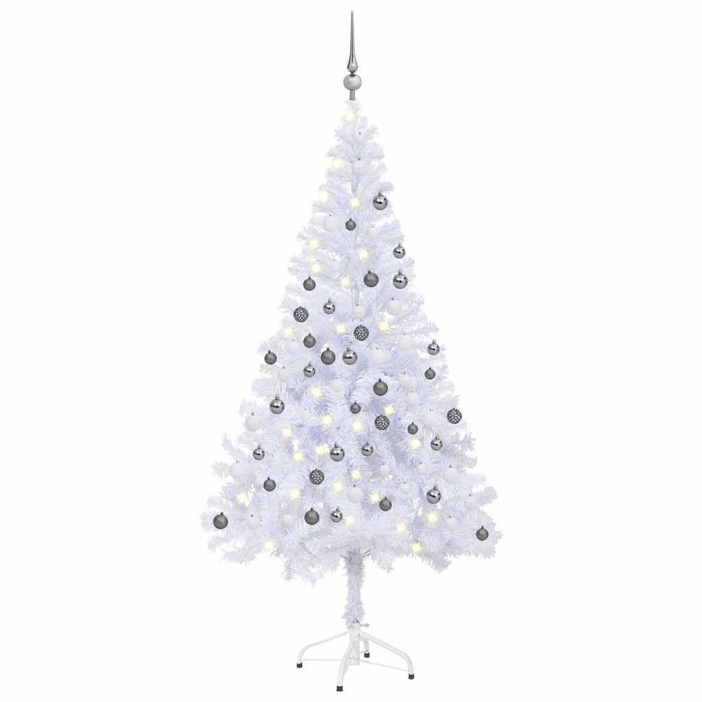 vidaXL Künstlicher Weihnachtsbaum Künstlicher Weihnachtsbaum Beleuchtung Kugeln 150cm 380 Zweige
