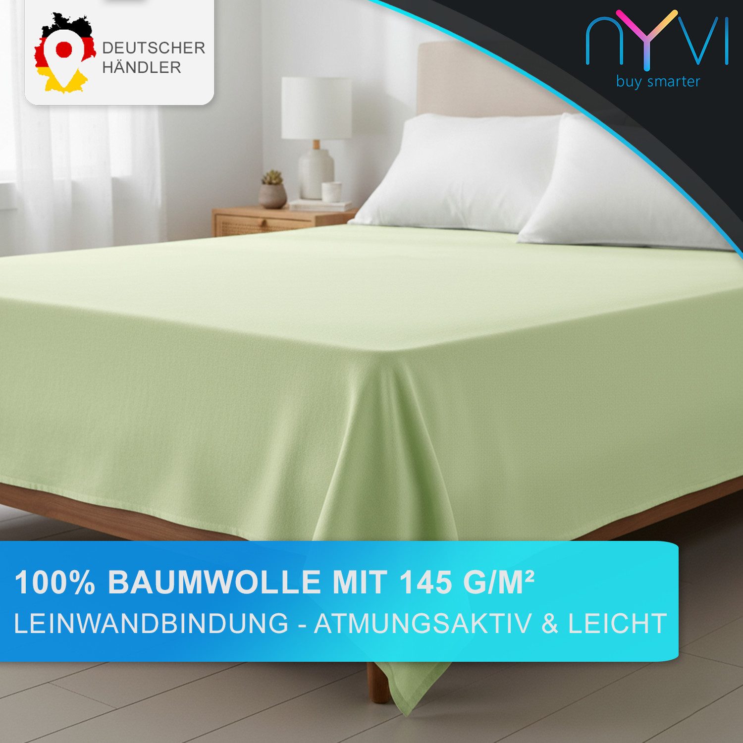 NYVI Betttuch Linon Deluxe Bettlaken ohne Gummizug aus 100% atmungsaktiver günstig online kaufen