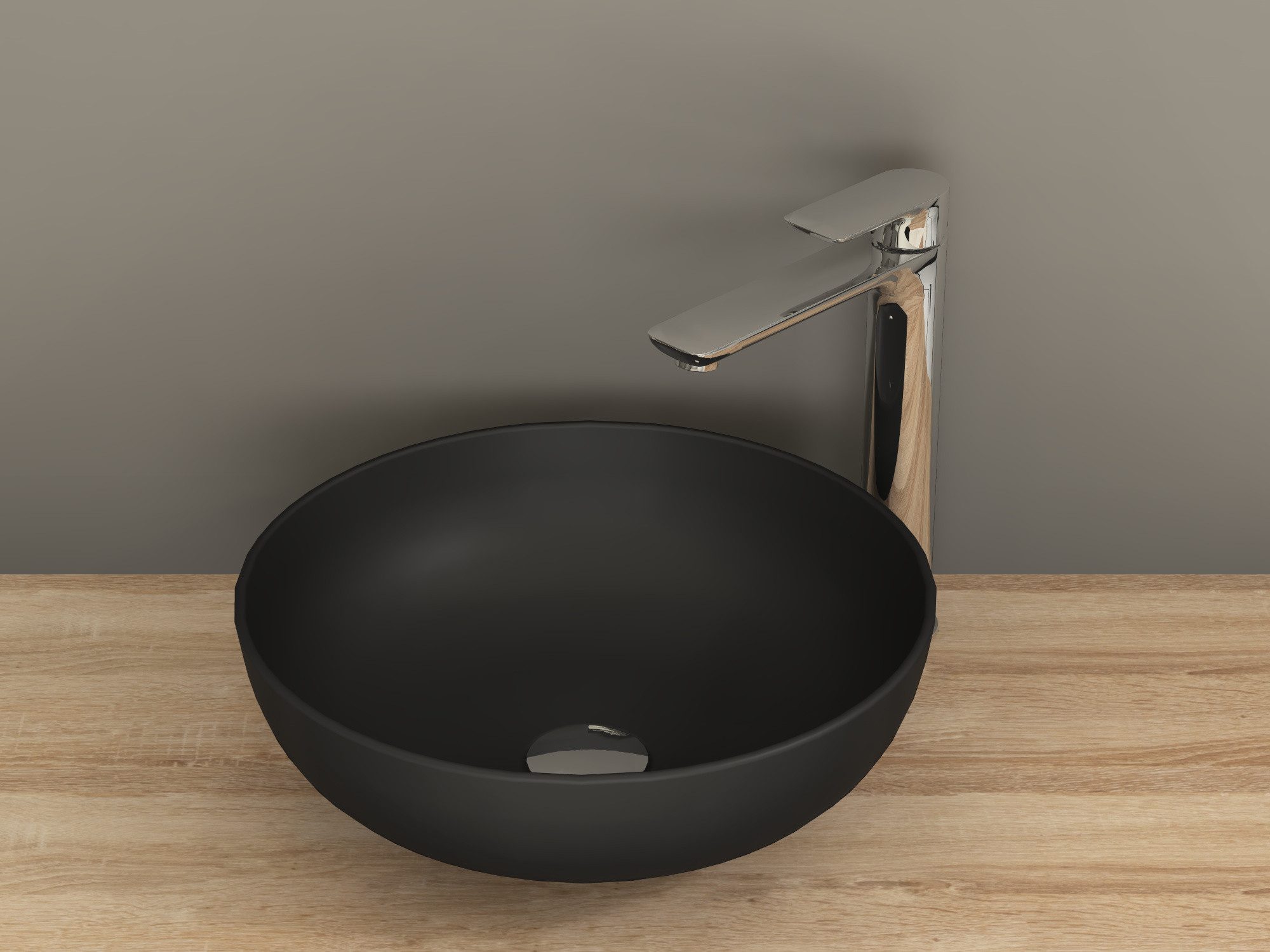Aqua Bagno Aufsatzwaschbecken Waschschale rund schwarz matt Keramik freistehend modern