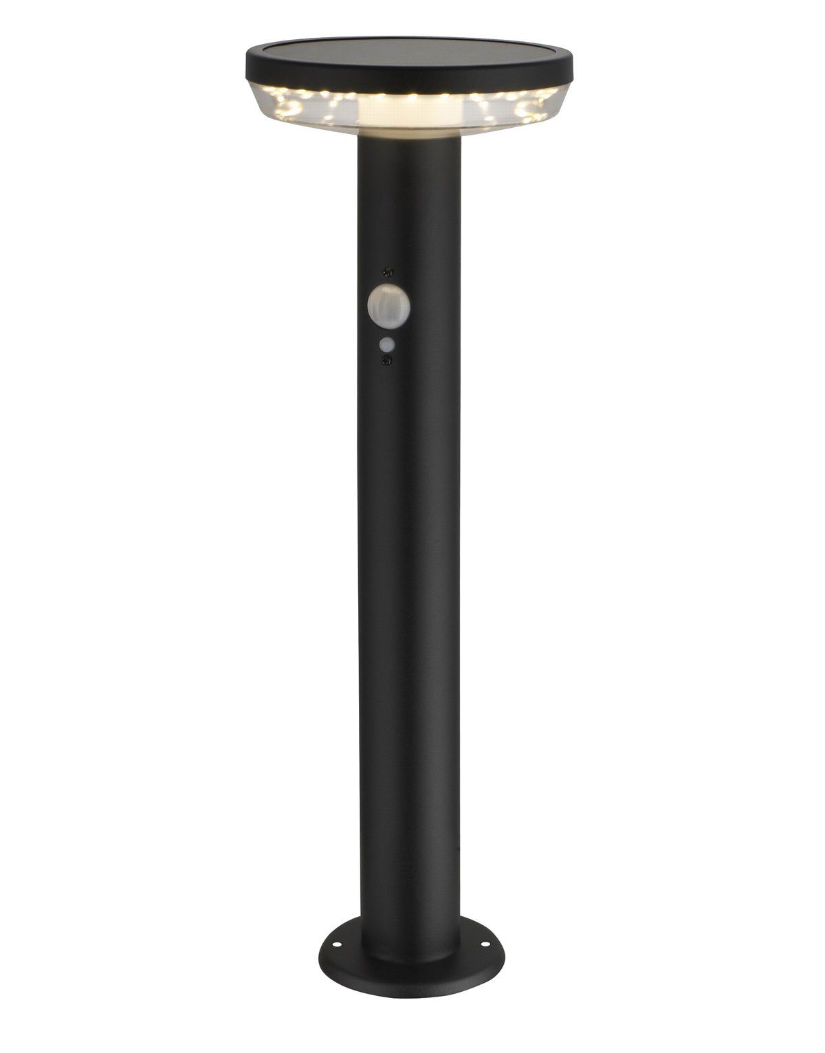 Kiom LED Bewegungsmelder 600 schwarz Piran Wegeleuchte Außen-Stehlampe fest LED-Leuchtmittel Sensor LED, verbaut, 50cm warmweiß Solar und lm, Dauerlicht