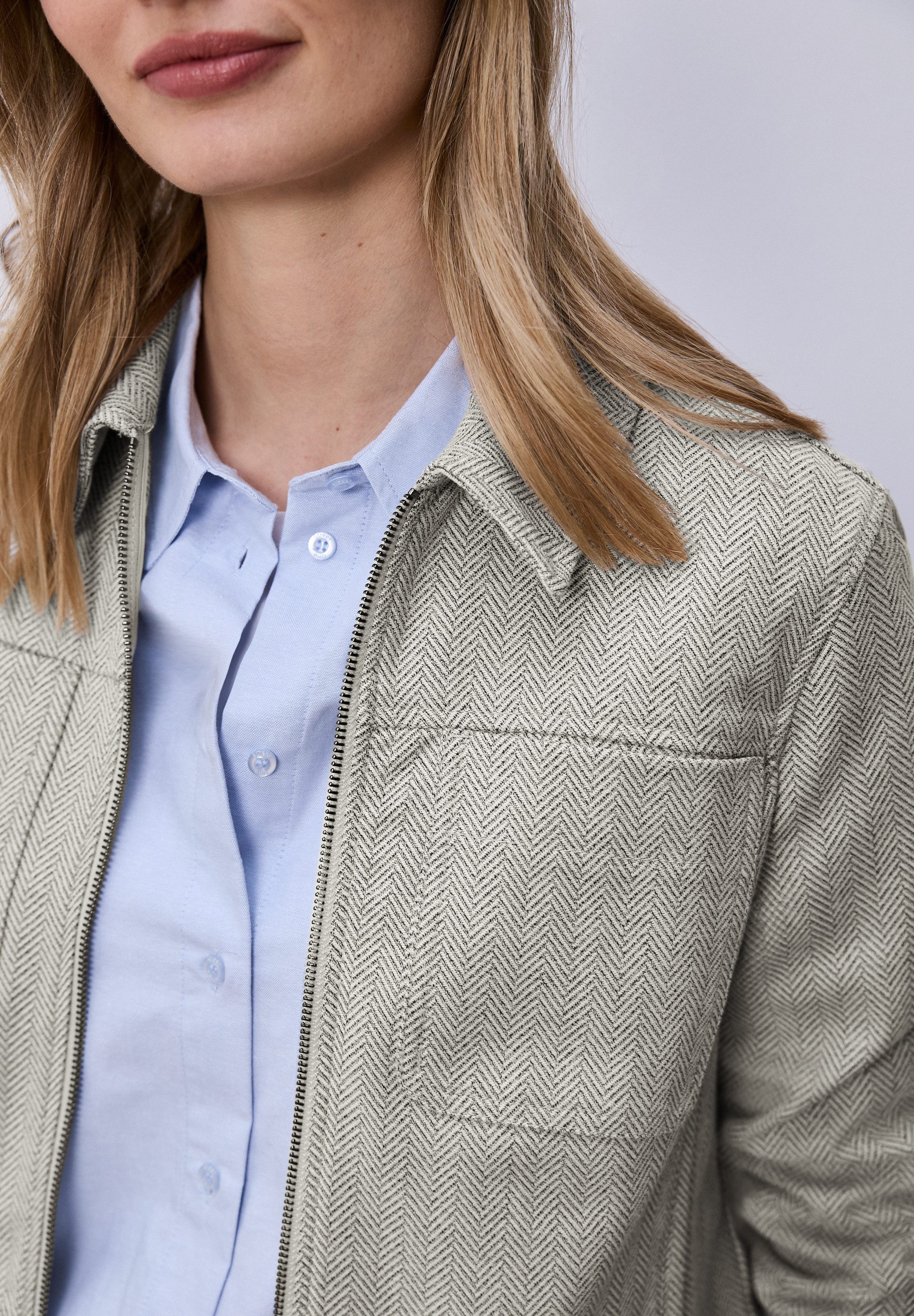 STREET ONE Blouson mit Fischgrätmuster und Zipper