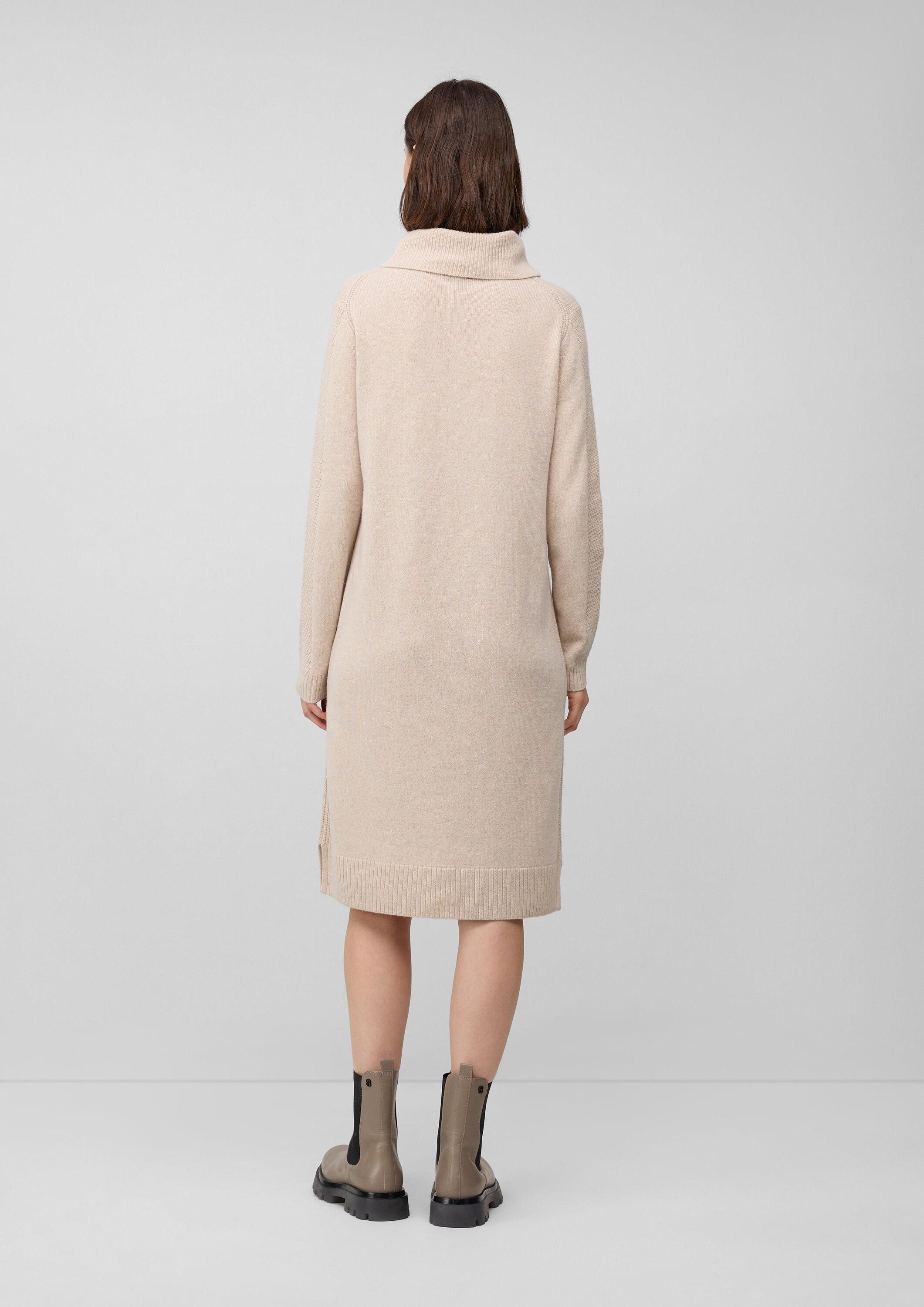 s.Oliver Midikleid Kleid Gestricktes Midikleid mit Rollkragen und Ajourdetails