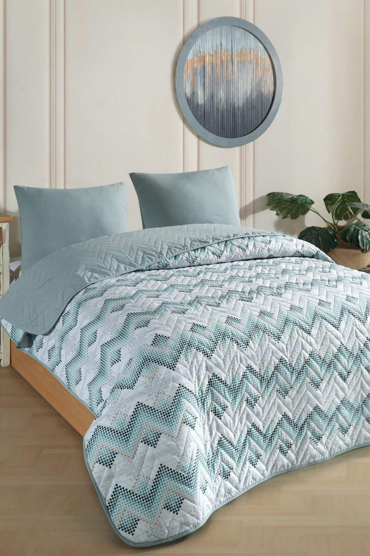 Formeya Tagesdecke Wendbare Piqué-Tagesdecke 160x230 cm für Einzelbett