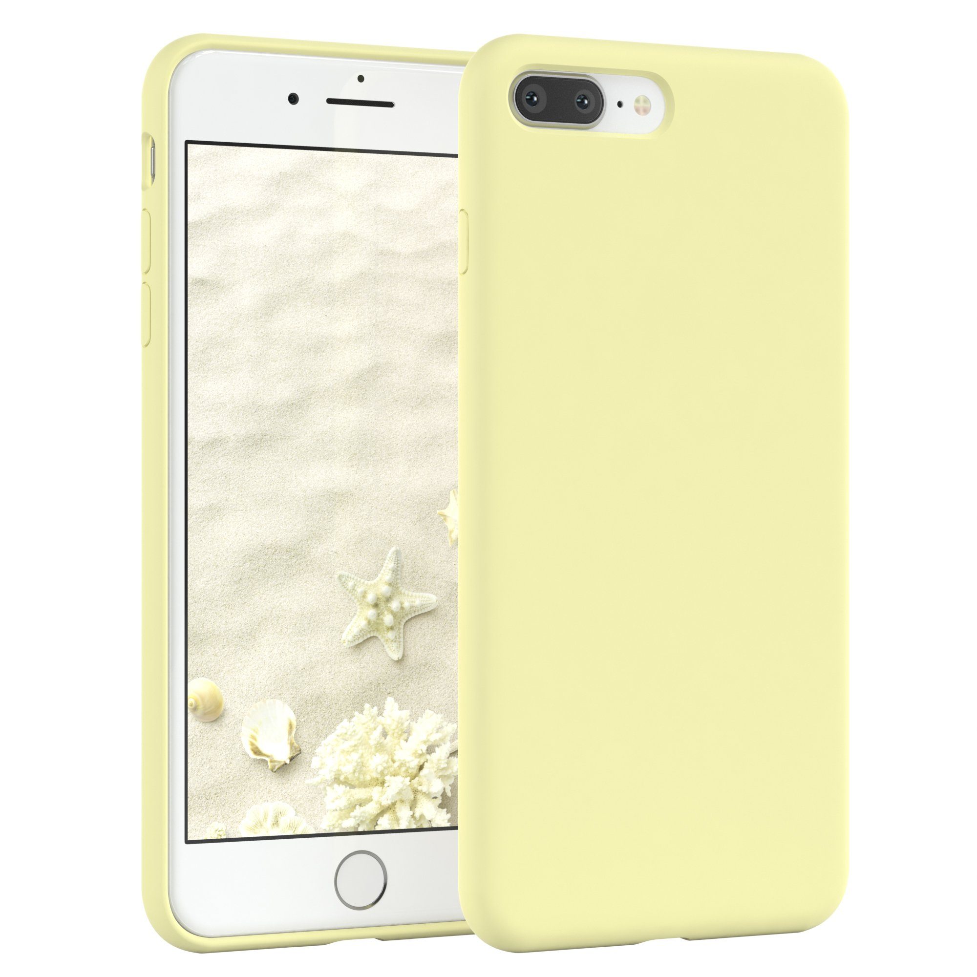 EAZY CASE Handyhülle Premium Silikon Case für iPhone 8 Plus / 7 Plus 5,5 Zoll, Slimcover Handy Softcase Silikon Schutzhülle mit Kameraschutz Gelb