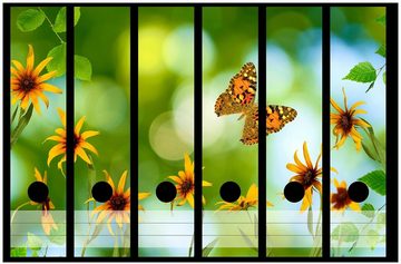 Wallario Etiketten Blumen mit Schmetterling, Ordnerrücken-Sticker in verschiedenen Ausführungen