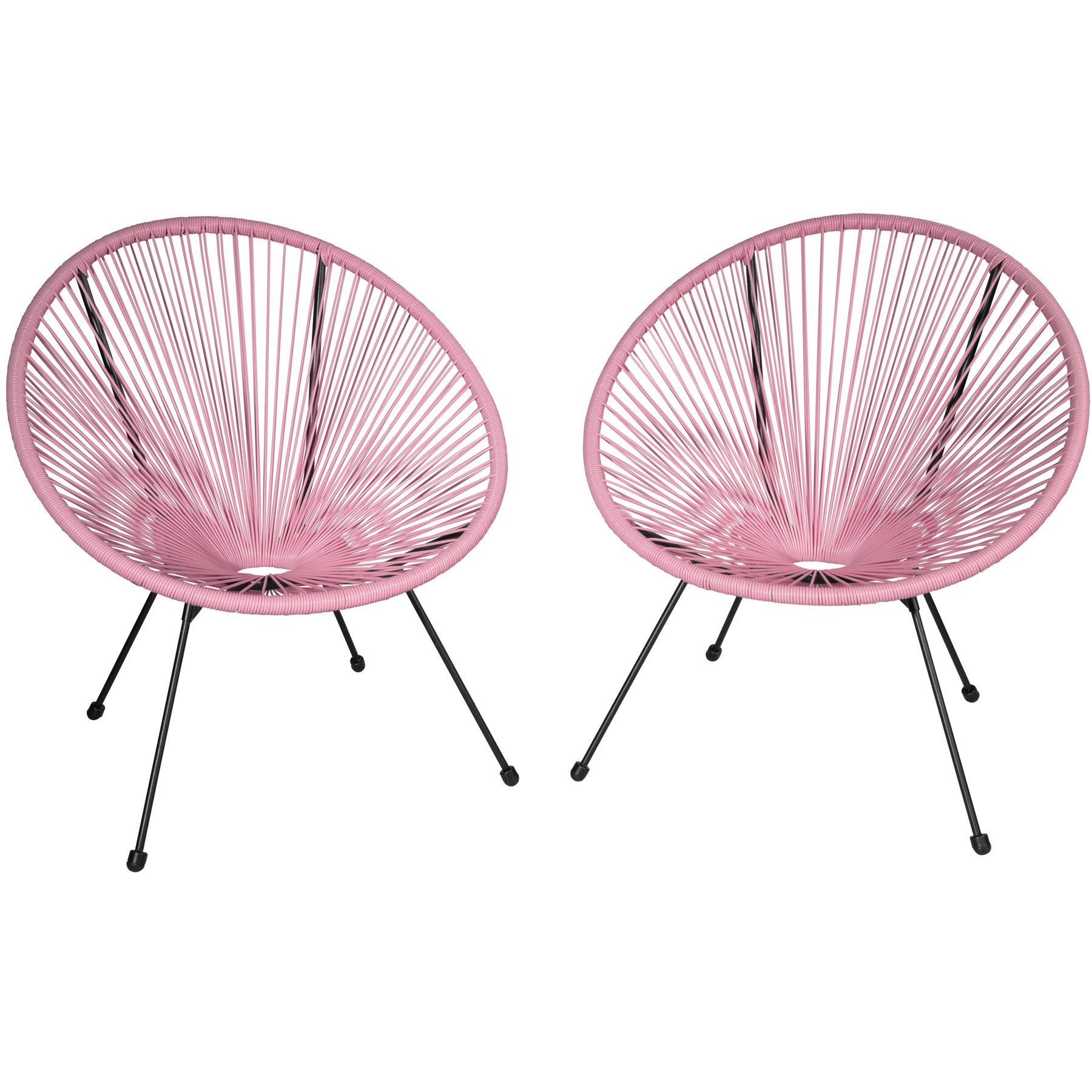 Tisch, tectake 3-tlg) Gartenstühle Santana pink (Set, mit Essgruppe 2