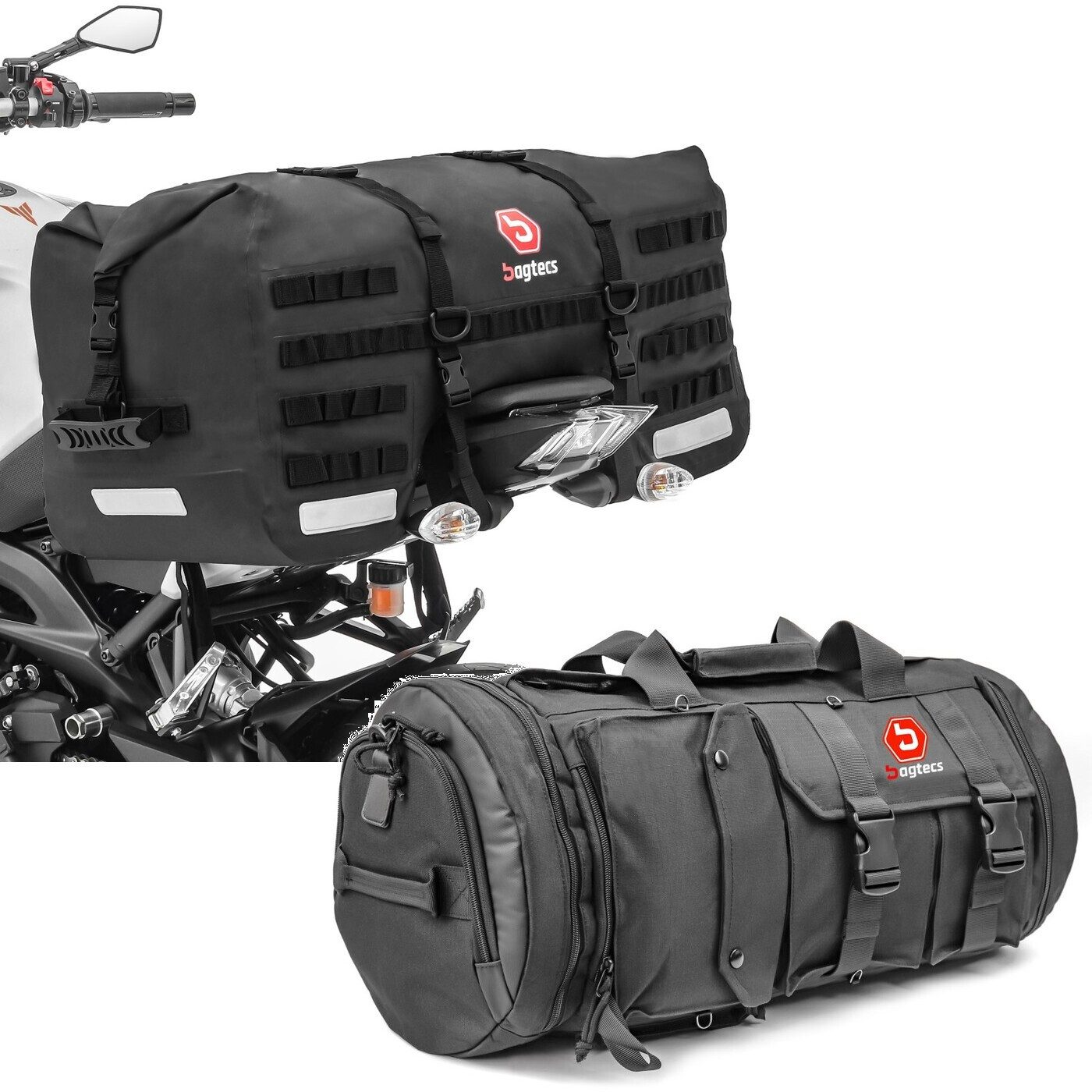 Bagtecs Reisetasche Set: Motorrad Hecktasche SX70 70Ltr wasserdicht in sw # mit Motorrad H