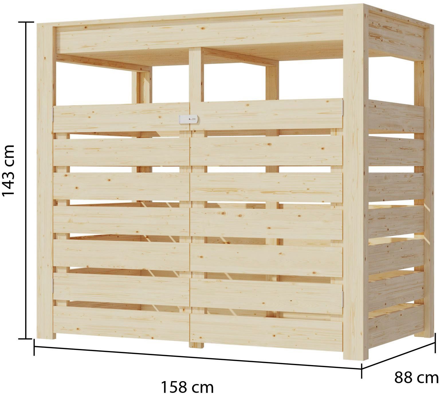 Karibu Mülltonnenbox Mülltonnenunterstand mit Hochbeet, naturbelassen günstig online kaufen