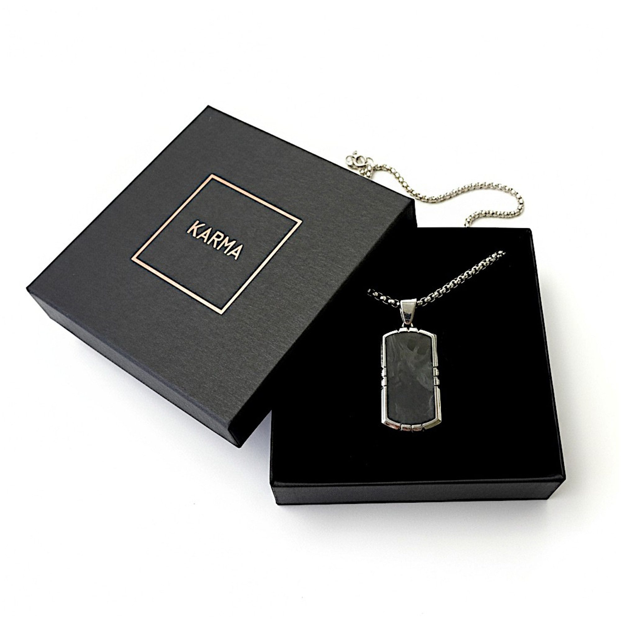 KARMA Kette mit Anhänger Herrenkette mit Anhänger (Männerkette 60cm mit Erbskette), Herrenschmuck Geschenk – Bild 4 von 5
