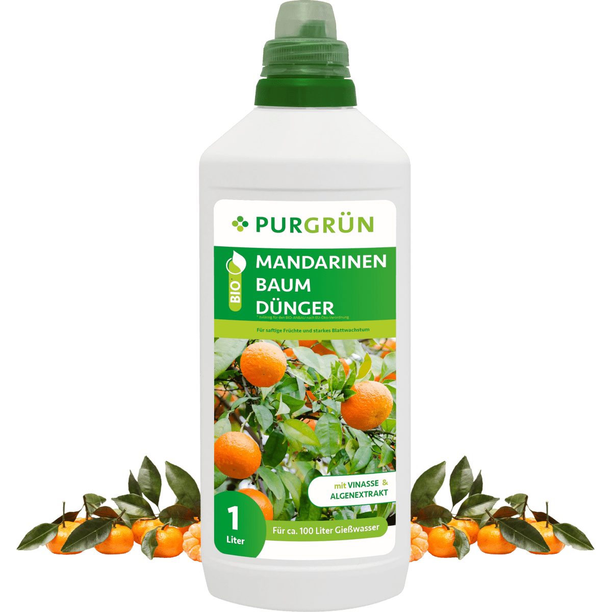 Obstdünger Purgrün Bio Mandarinenbaum Dünger, NPK 4+1+7, Algenextrakt, 1 Liter