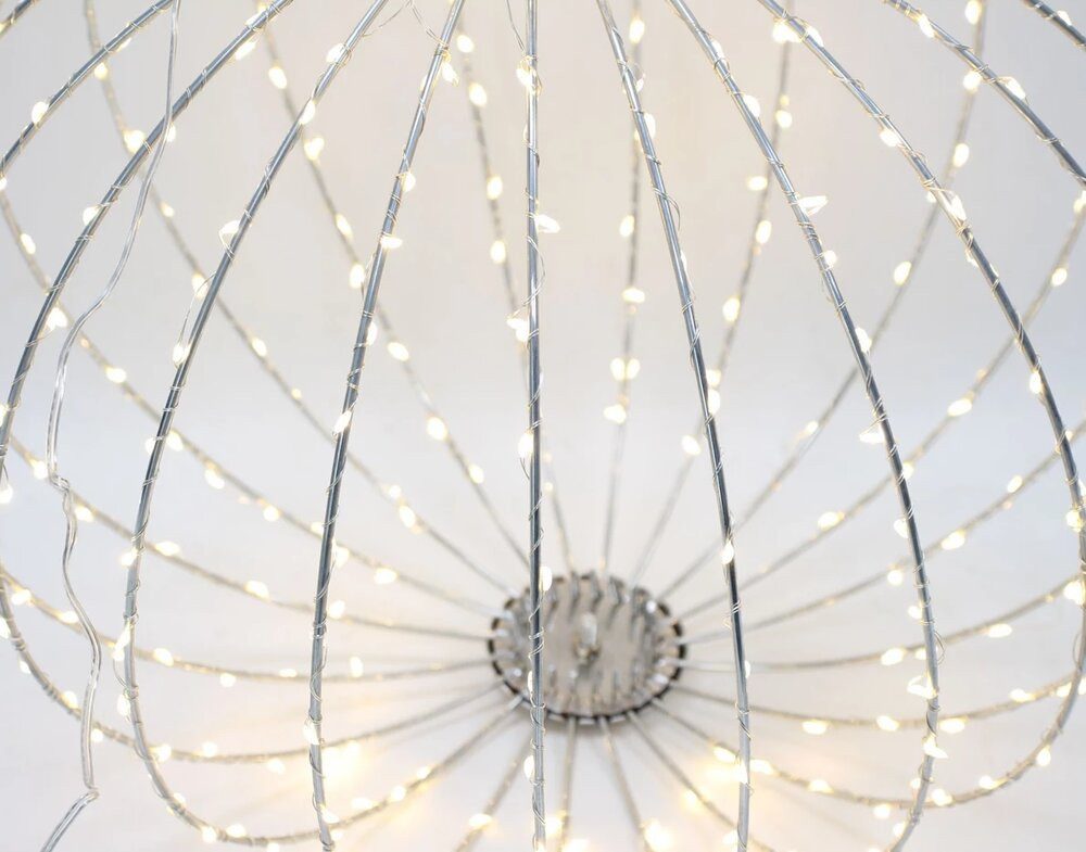 Home-trends24.de LED Kugelleuchte LED Kugel Groß Weihnachten Silber Warmweiß Kugelleuchte Deko, LED fest integriert – Bild 5 von 5