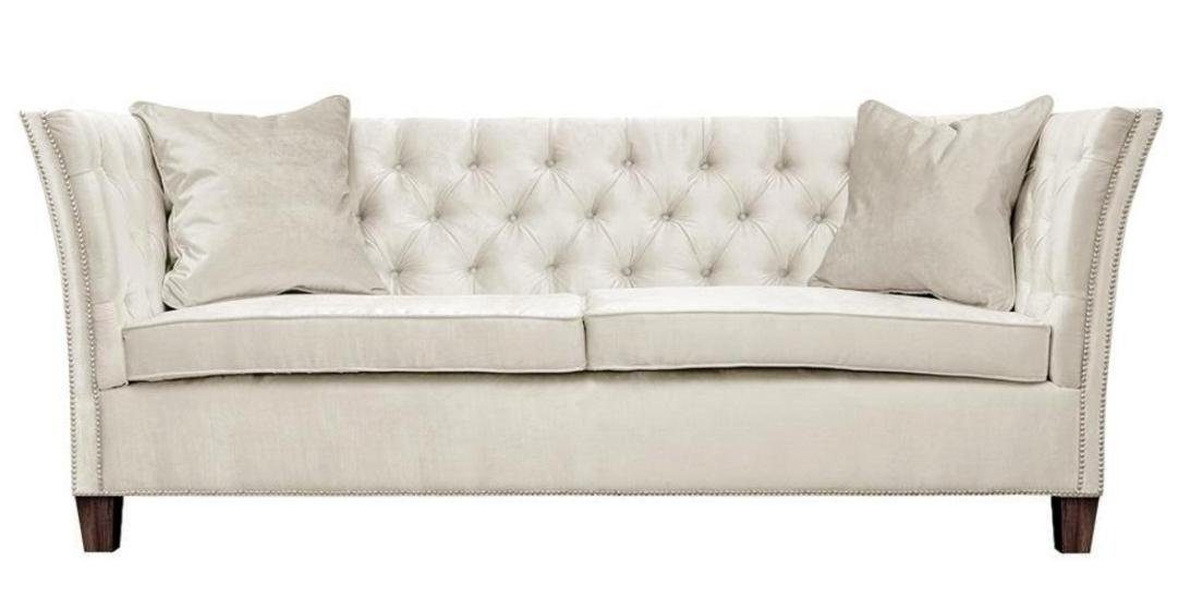 JVmoebel Chesterfield Chesterfield-Sofa Polster Beige Neu, Möbel Sofa Design Europe in Weißes Made luxus Zweisitzer