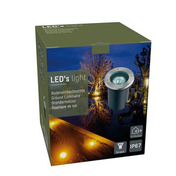 LED's light LED Einbaustrahler 1000527 Bodeneinbauleuchte, LED, Edelstahl rund 1x GU10 IP67 bis 1.5 t belastbar
