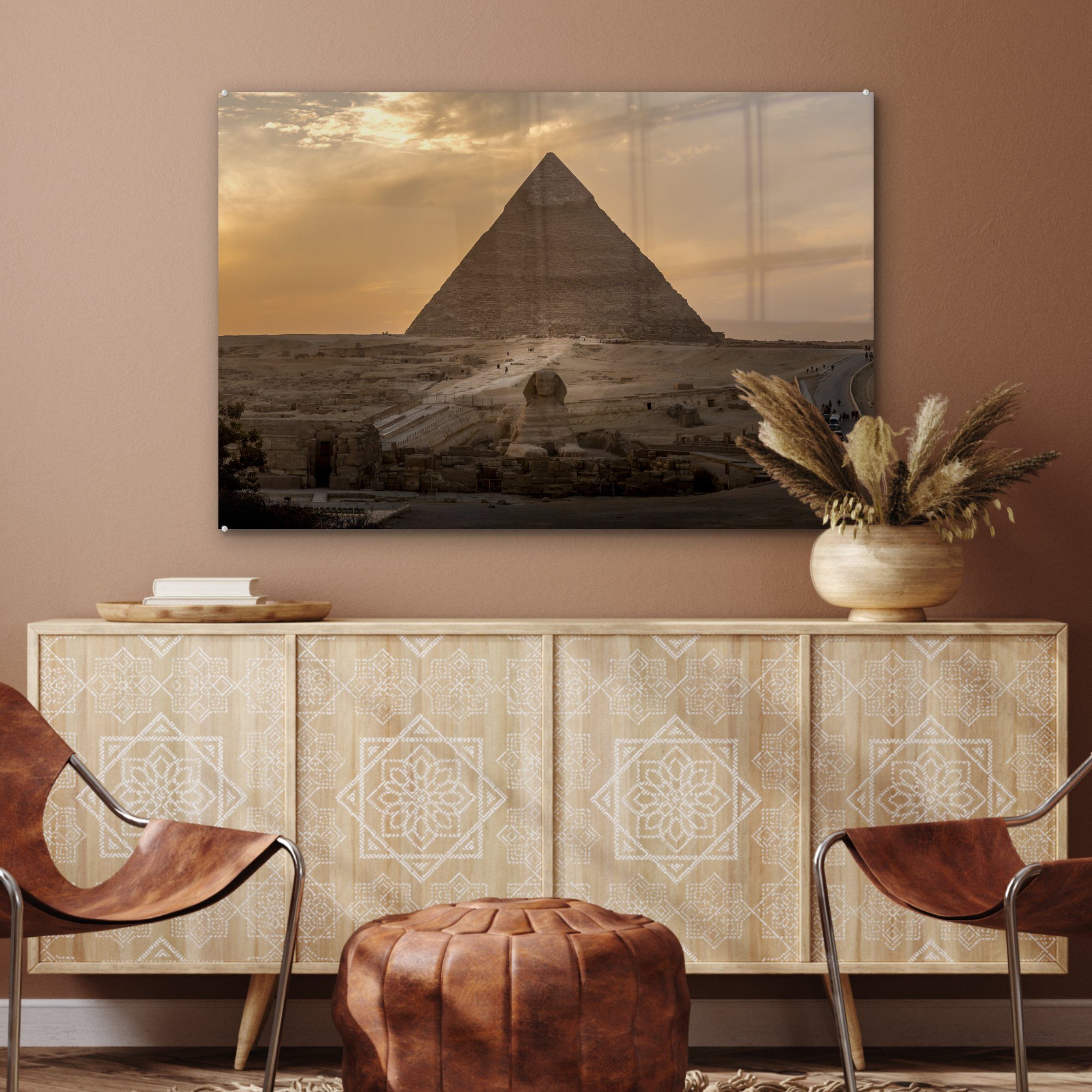Acrylglasbilder MuchoWow Gizeh Schlafzimmer von Die (1 vor Wohnzimmer der Chephrenpyramide, Acrylglasbild & Sphinx Große St),