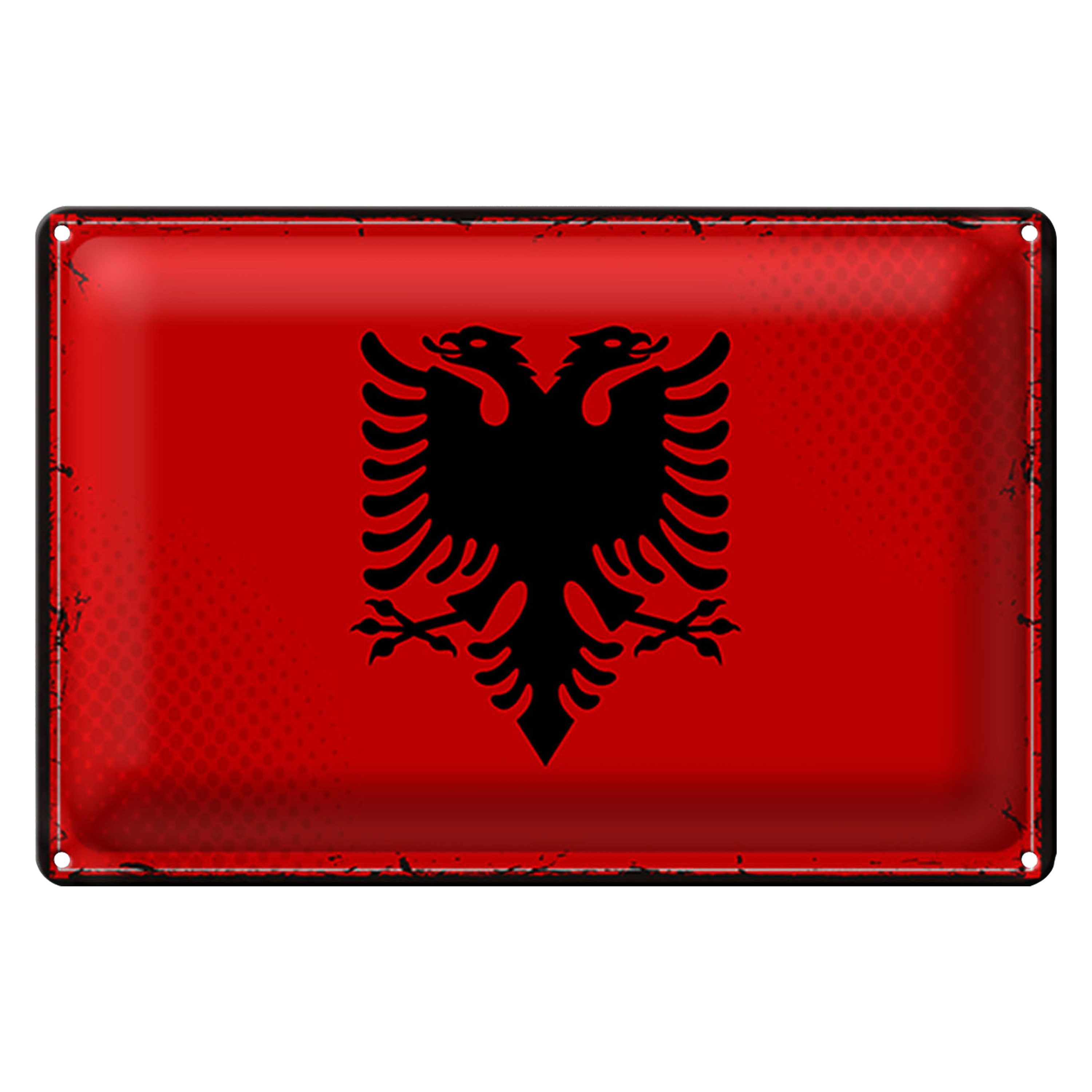 Roomando Metallschild Flagge Albanien 40x30cm Retro Flag Albania