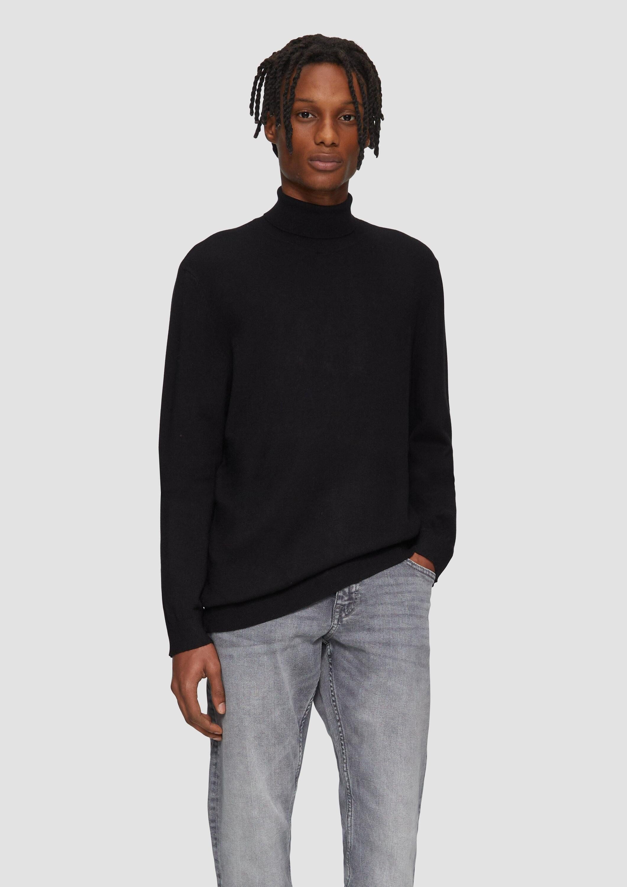 QS Longpullover Strickpullover Slim-Fit-Pullover mit Rollkragen günstig online kaufen