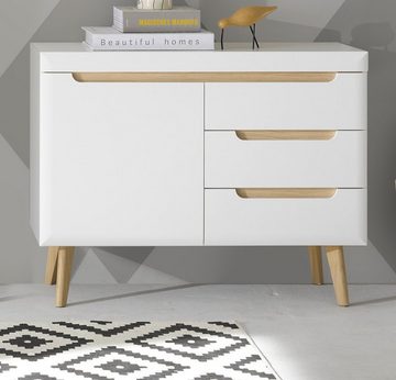 Furn.Design Kommode Isgard (Sideboard in weiß matt mit Scandi Eiche, 107 x 83 cm), mit Soft-Close-Funktion