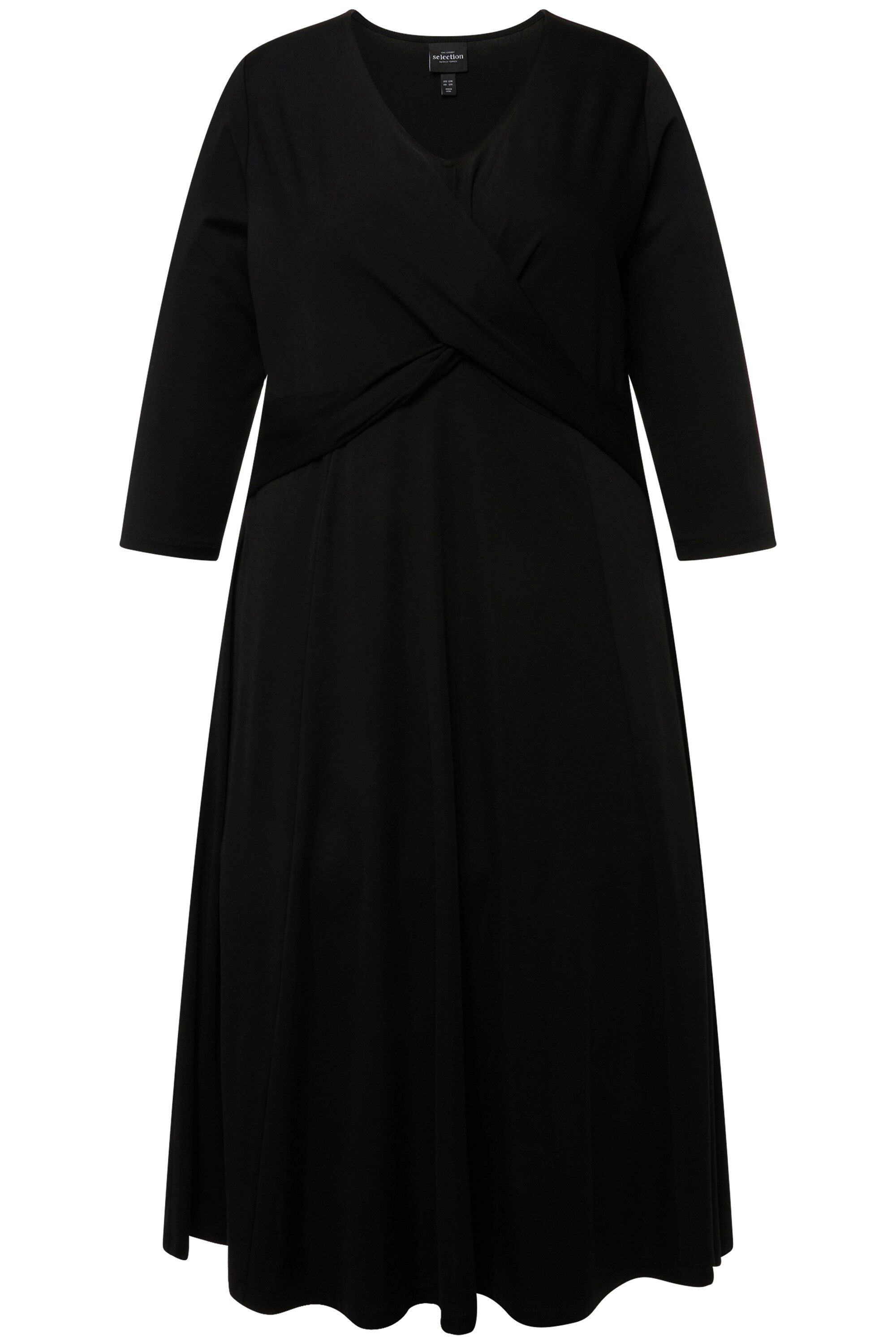 Ulla Popken Jerseykleid Jerseykleid Drapierung V-Ausschnitt günstig online kaufen
