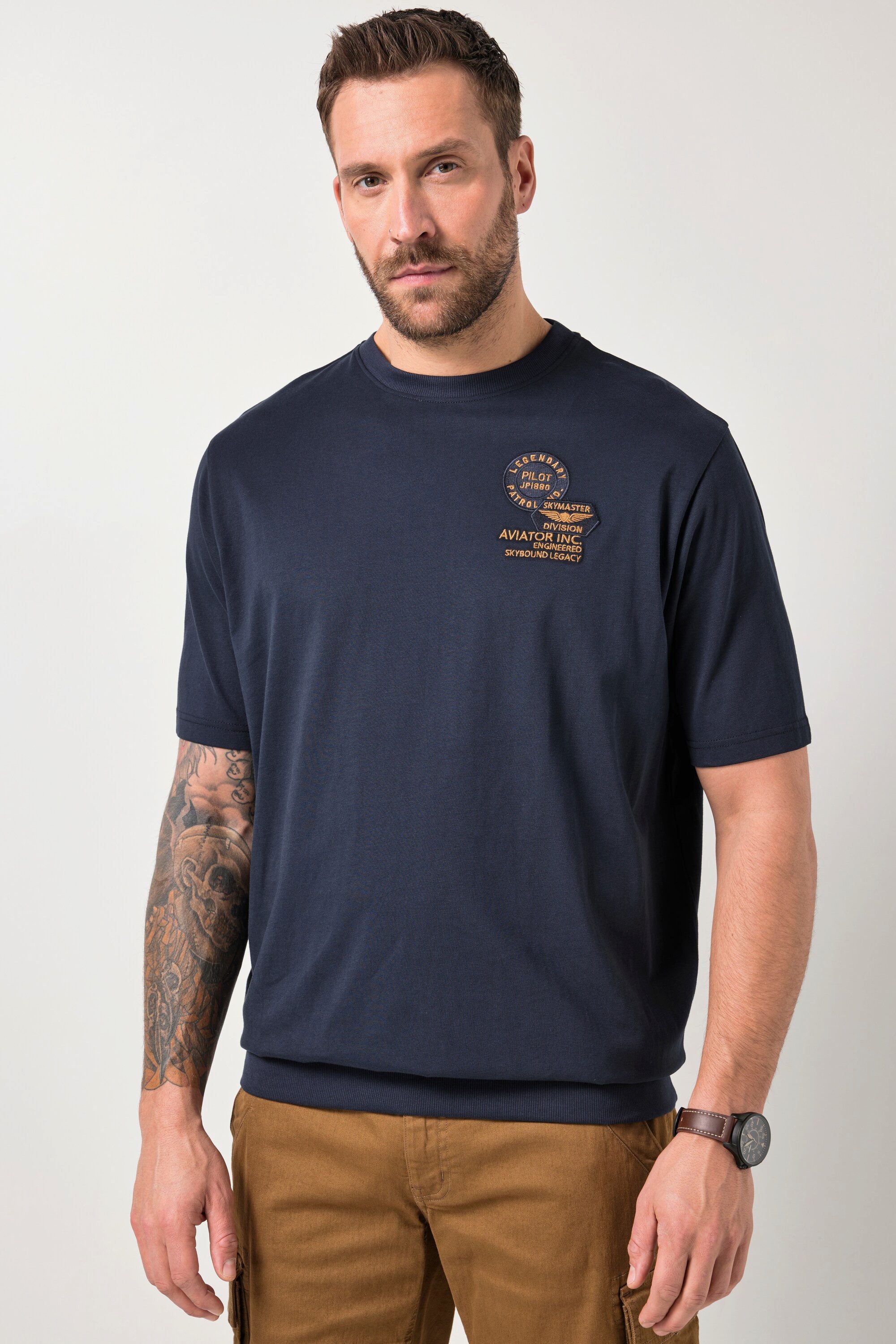 JP1880 T-Shirt T-Shirt Halbarm Bauchfit Badges bis 8 XL günstig online kaufen
