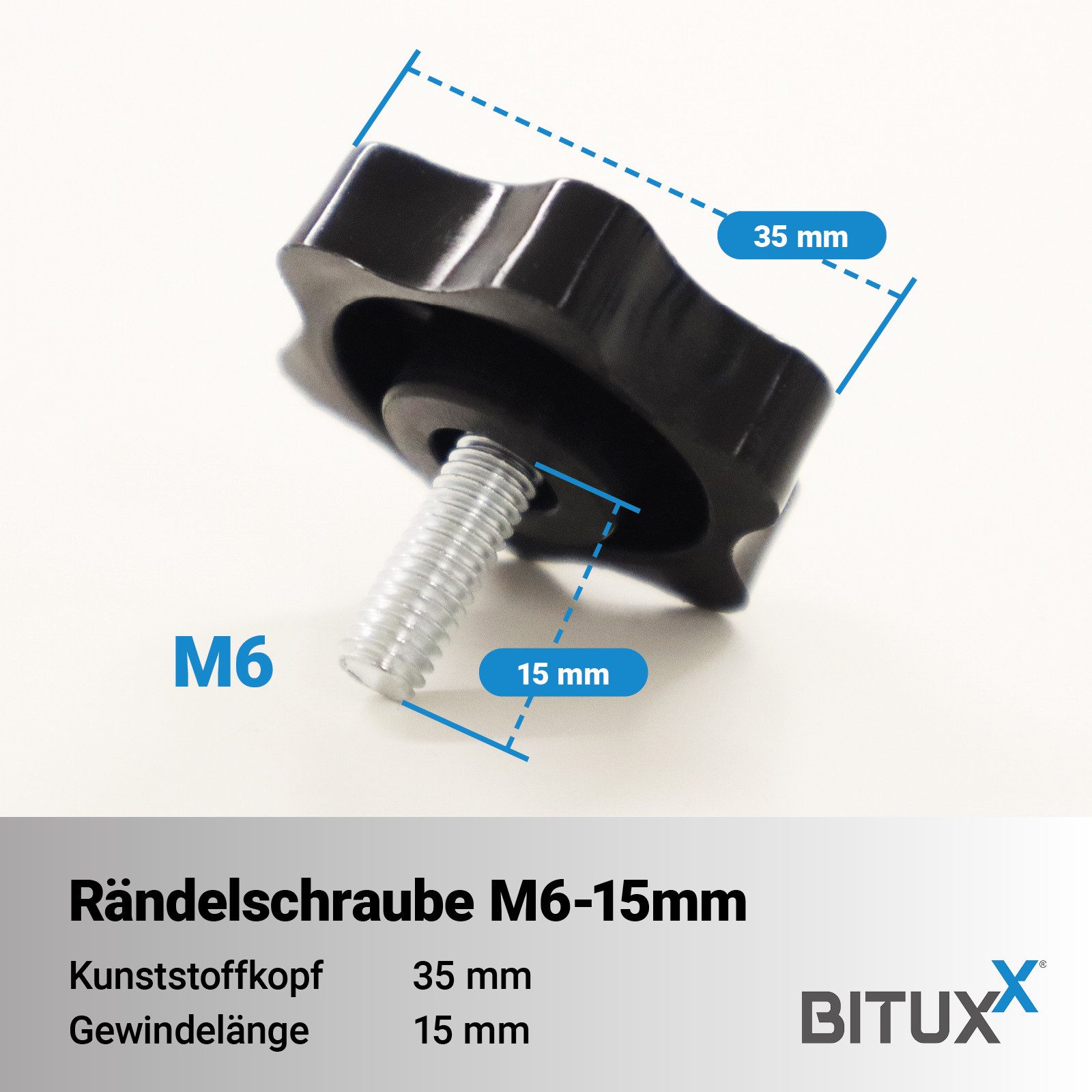 Bituxx Stockschraube 20x Stockschraube M6 - 15 mm, (MS-20031)