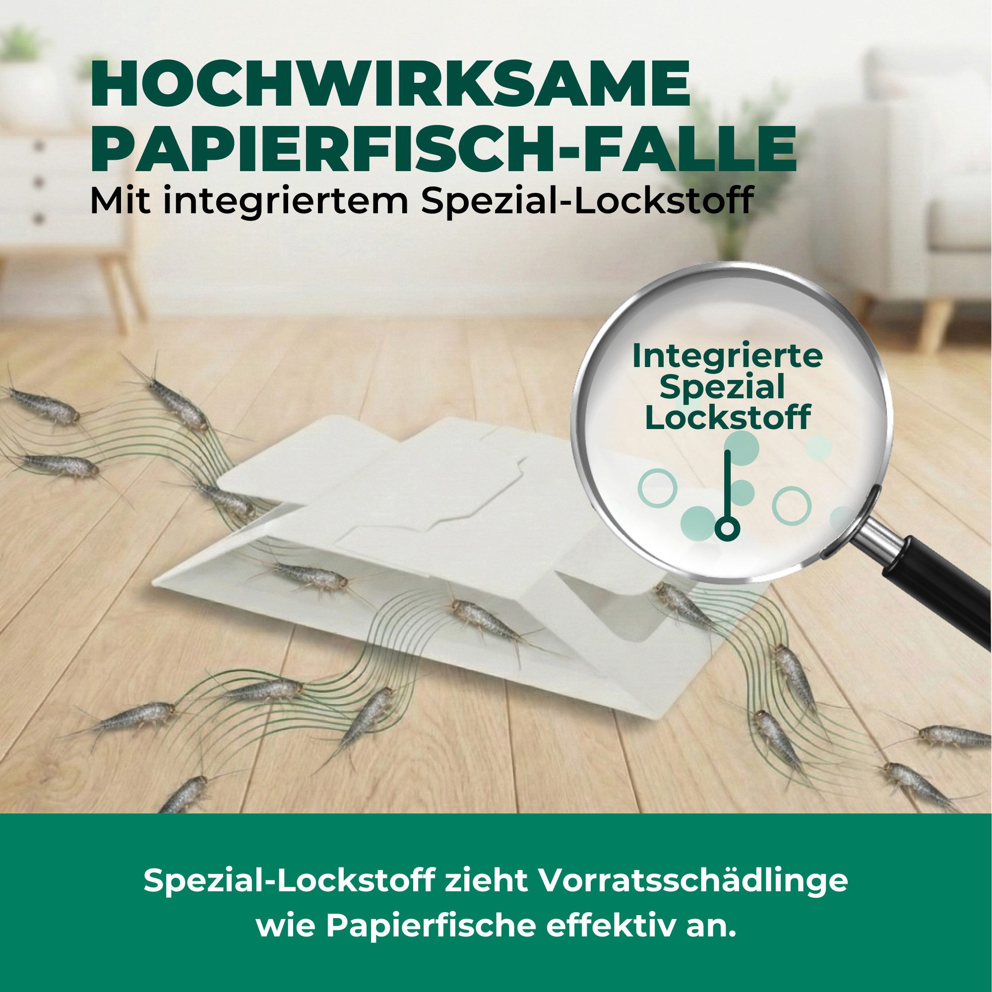 Silberkraft Insektenfalle Papierfischfalle – Universal-Klebefalle mit Lockstoff, Extrastarke Klebefläche, einfache Anwendung – Bild 5 von 5
