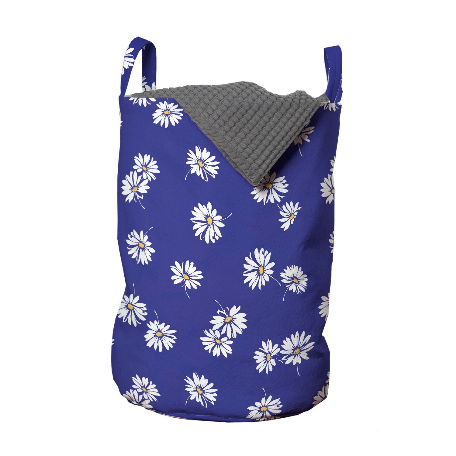 Abakuhaus Wäschesäckchen Wäschekorb mit Griffen Kordelzugverschluss für Waschsalons, Gänseblümchen Feld-Blumen-Muster