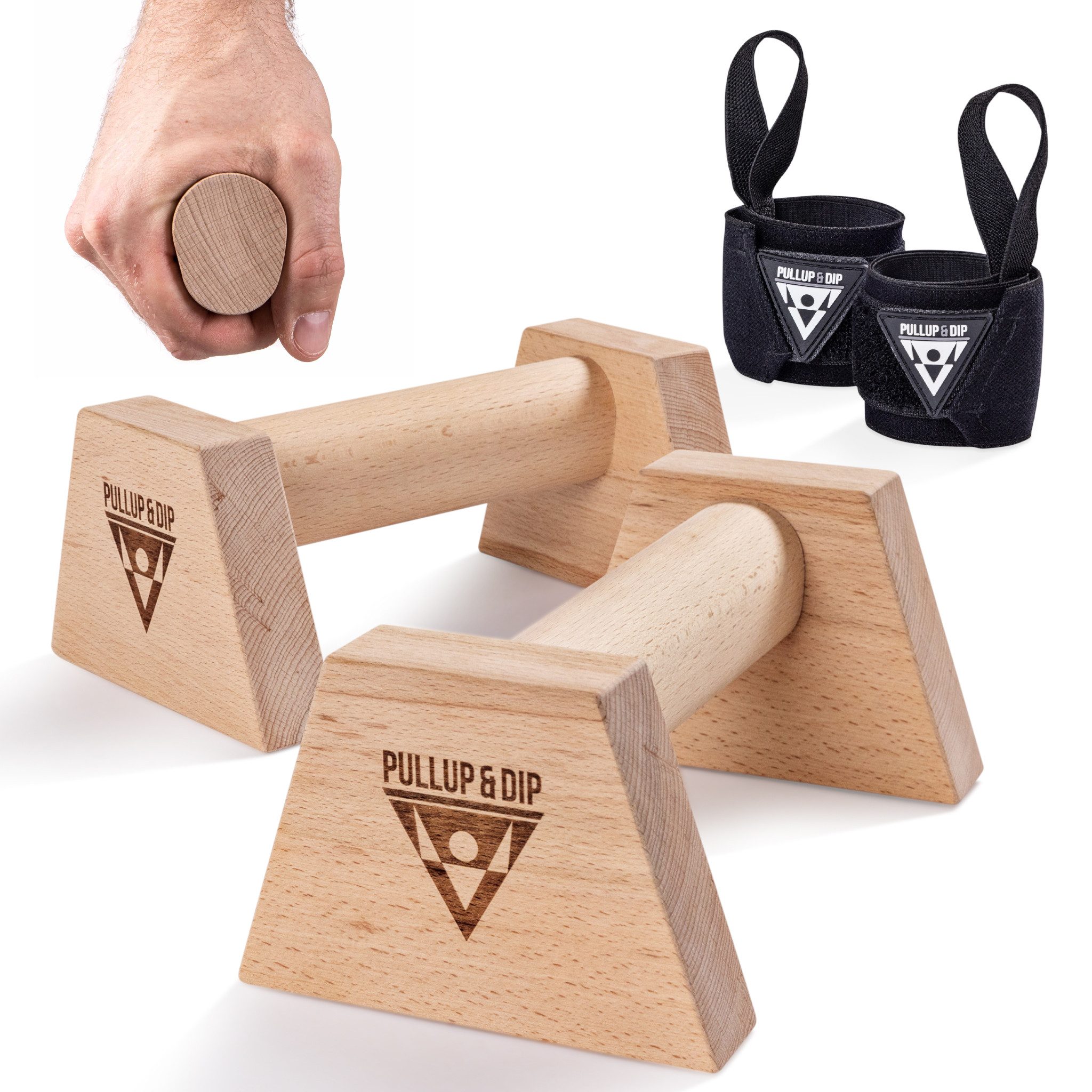Liegestützgriffe Holz Liegestützgriffe mit ergonomischem Griff inkl. Wrist Wraps