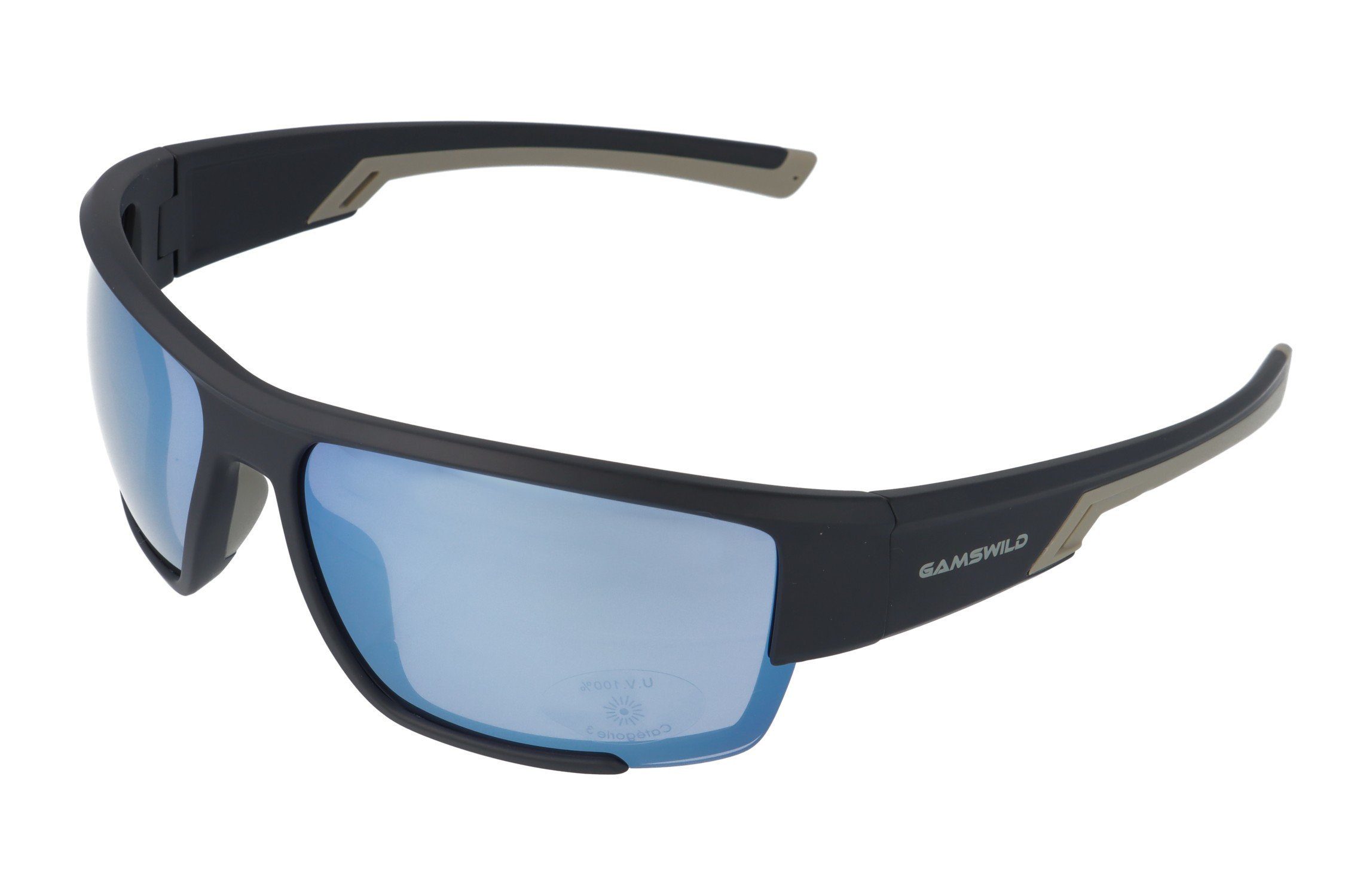 Gamswild Sportbrille UV400 Sonnenbrille Skibrille Fahrradbrille breite Bügel/Zugluftschutz, Damen Herren Modell WS7133 in schwarz, braun, blau