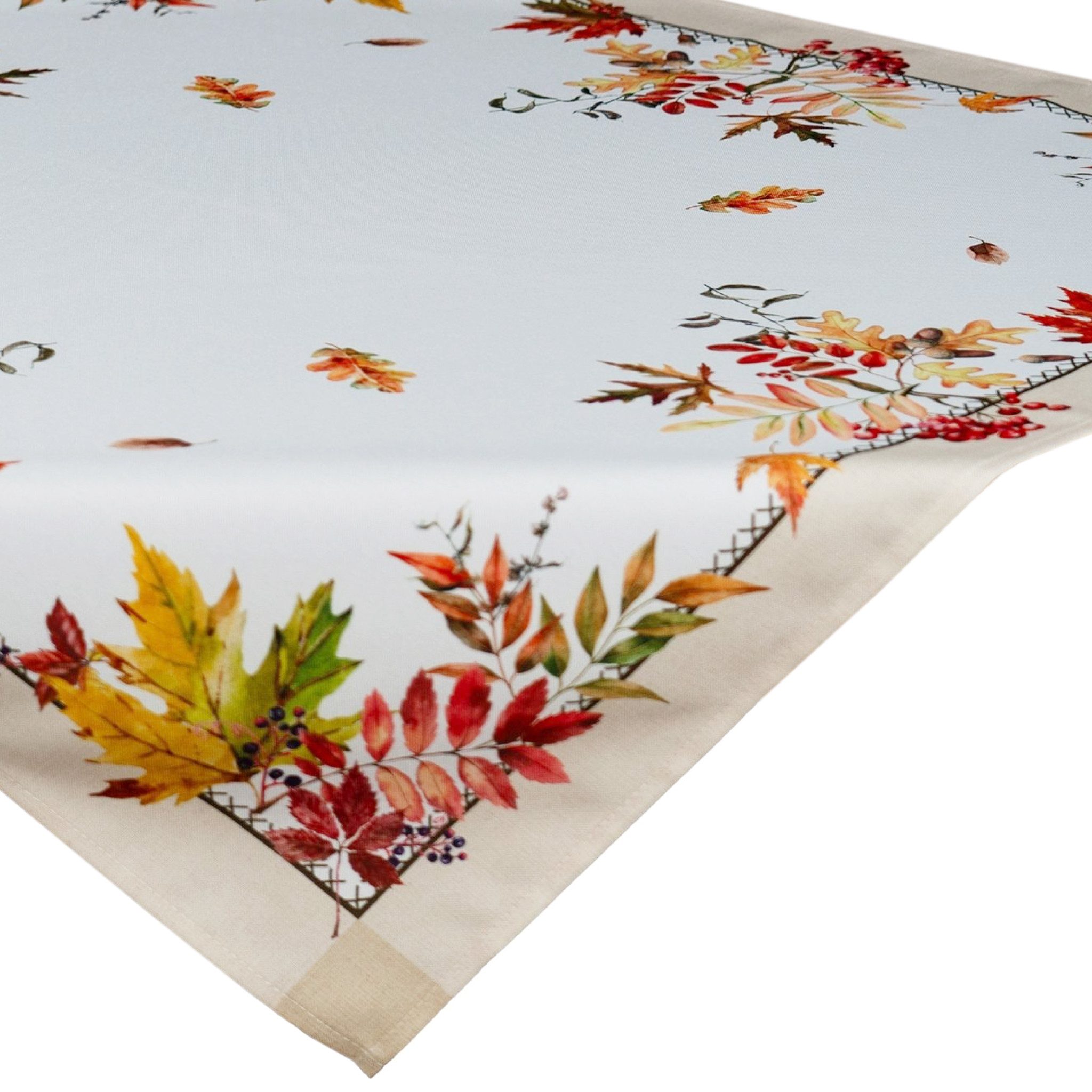 matches21 HOME & HOBBY Tischdecke Tischdecke Herbst 85 x 85 cm mit bunter natürlicher Blätter-Bordüre (1-tlg), Tischdeko für Küche & Tisch