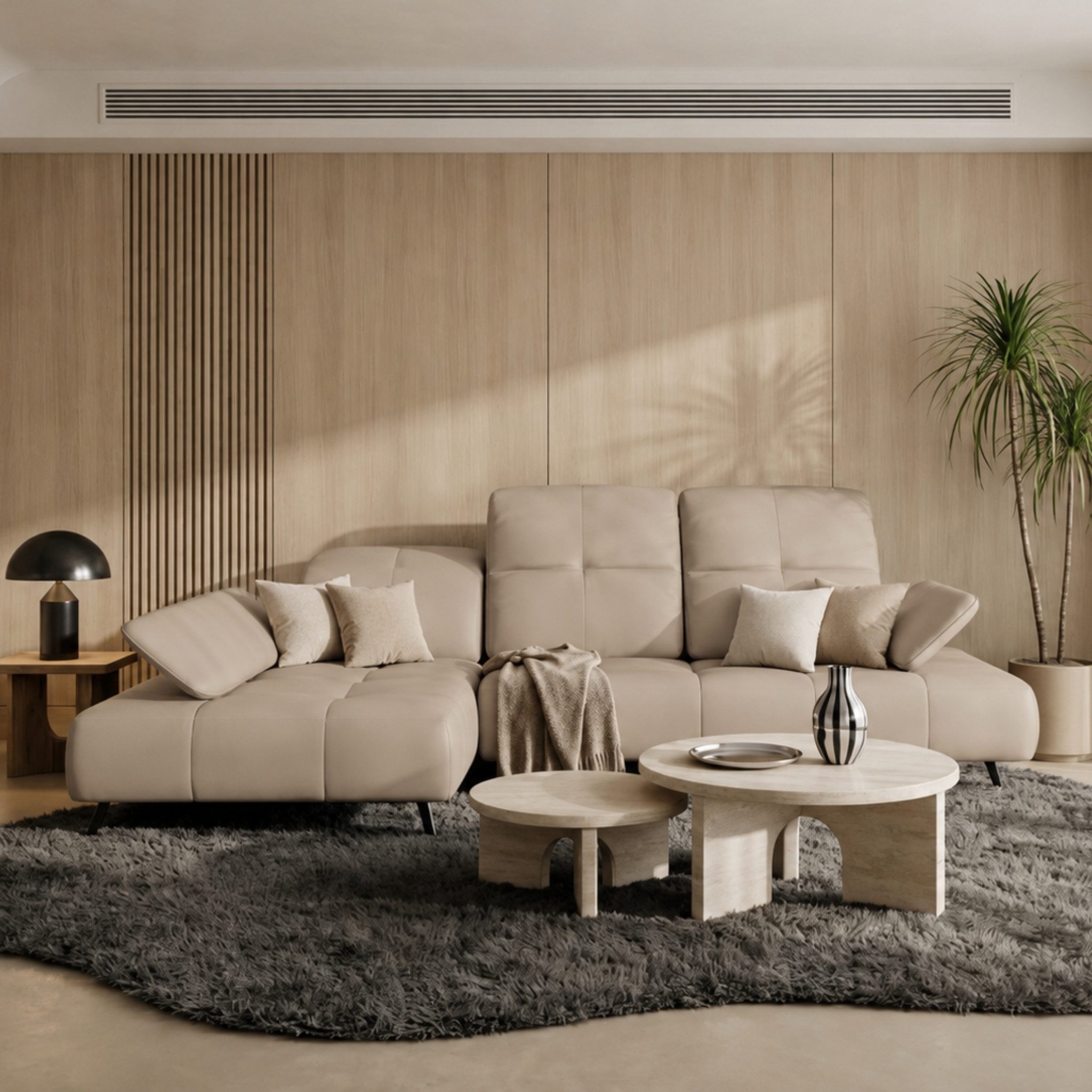 Friderik-EU Ecksofa BERGAMO 280x180 cm Ledersofa, Sitztiefenverstellung und Kopfteilfunktion