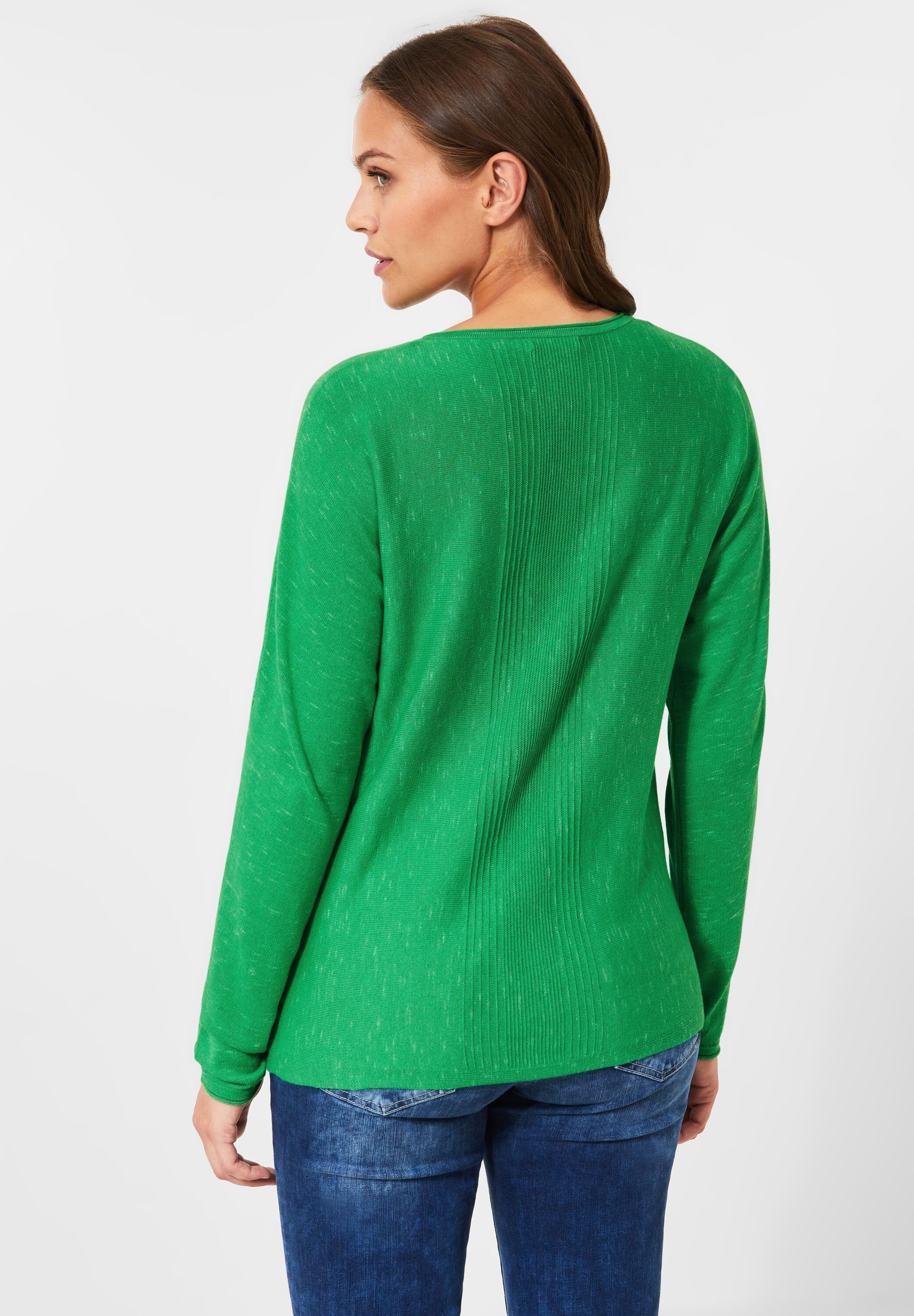 Cecil V-Ausschnitt-Pullover in green radiant Unifarbe