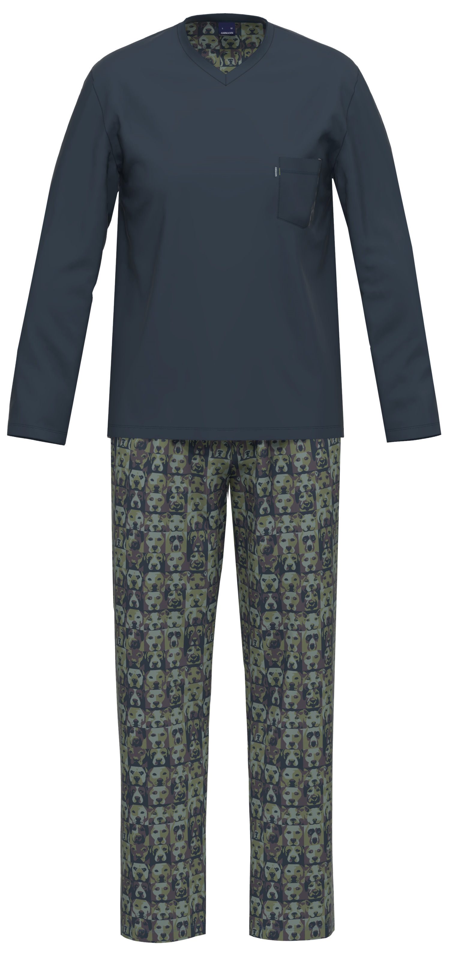 Ammann Schlafanzug Herren Pyjama Hund Langarm (2 tlg) Modisches Design